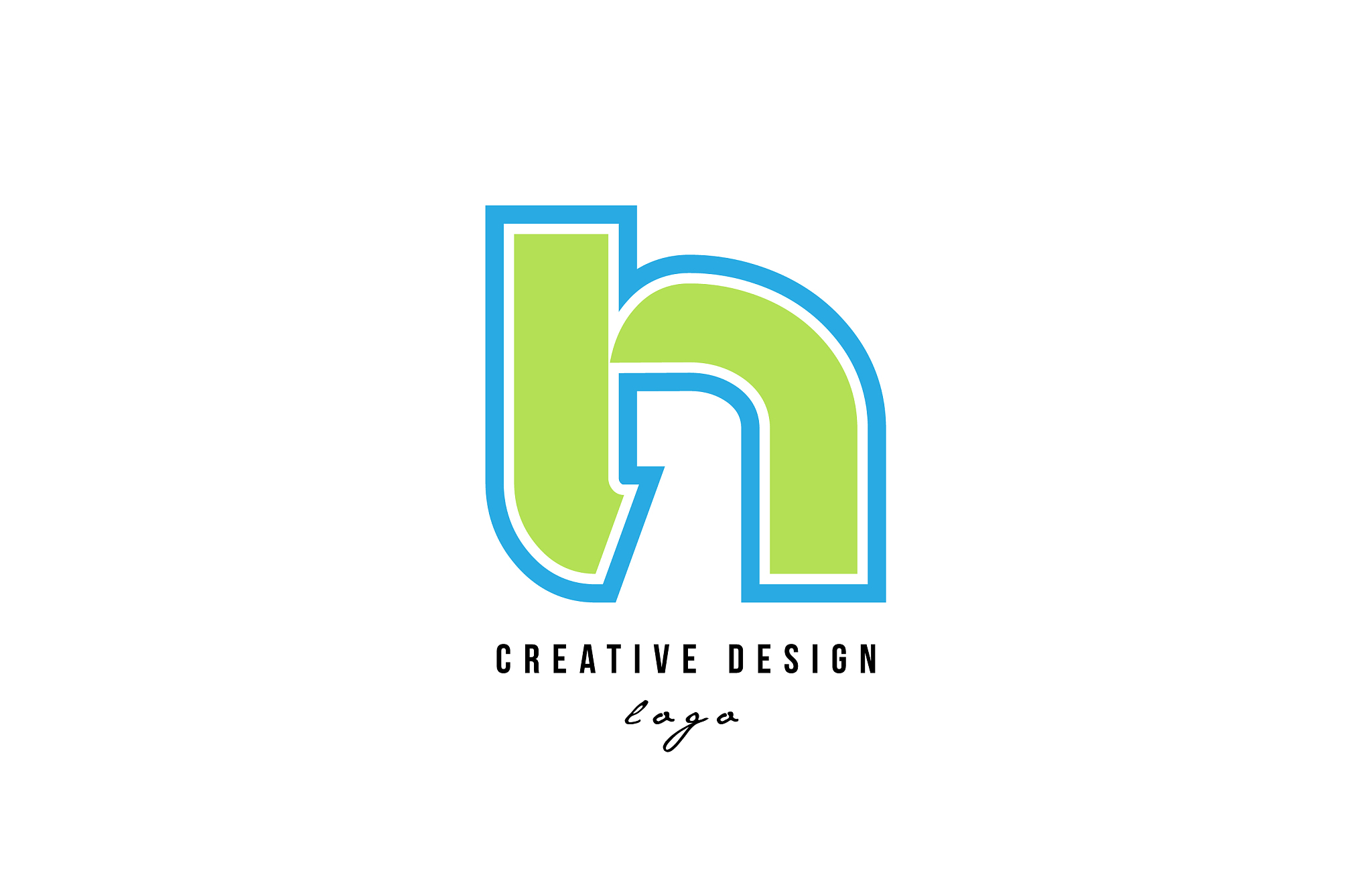 blue green alphabet letter h logo icon design