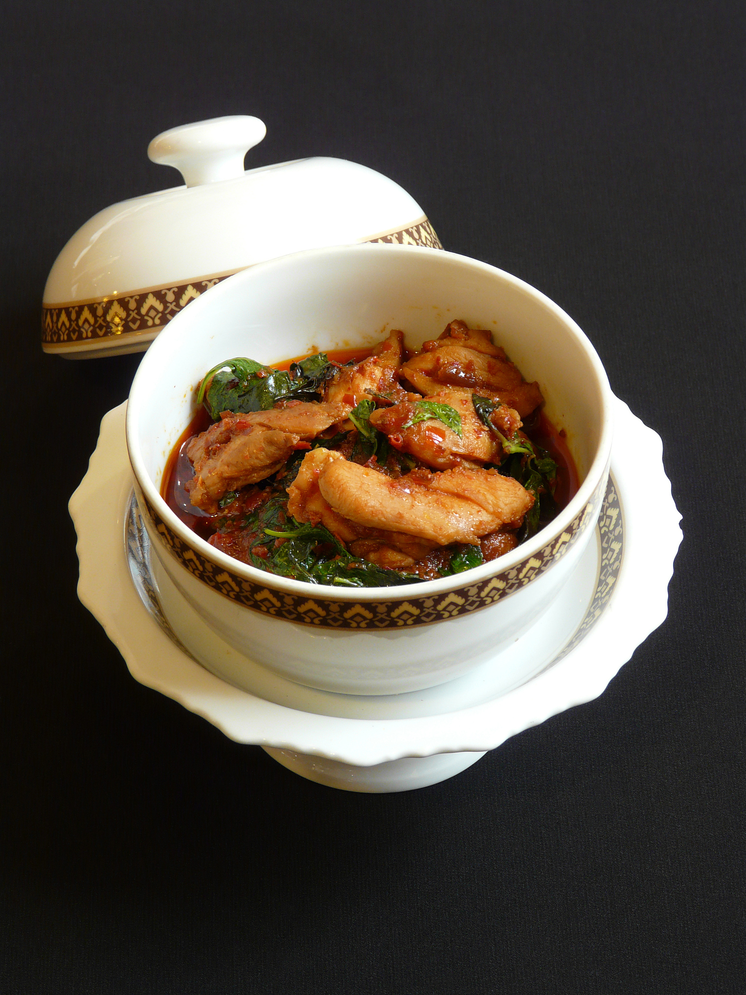 authentic thai food - red curry with chicken