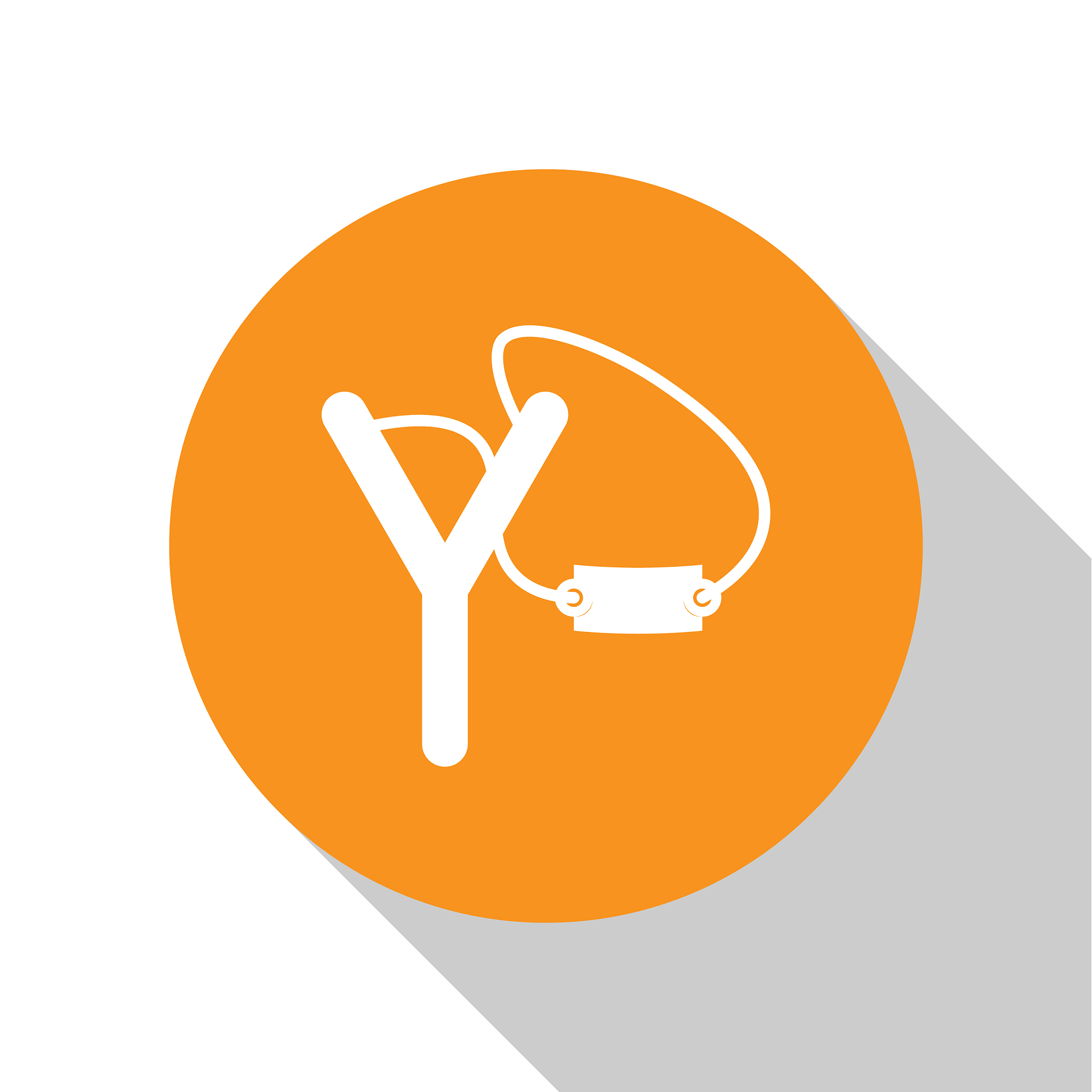 white slingshot icon isolated on white background