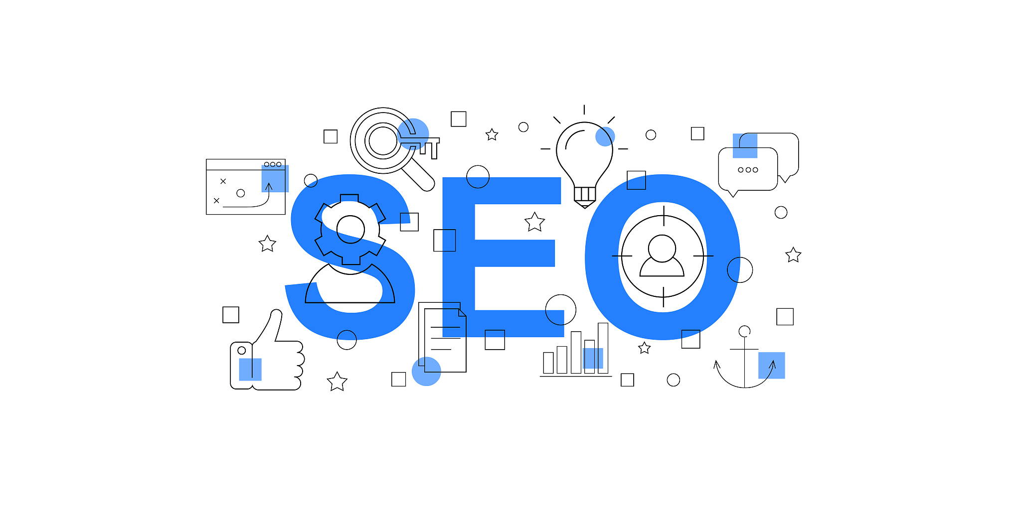 seo vector banner. word with line icon. vector background