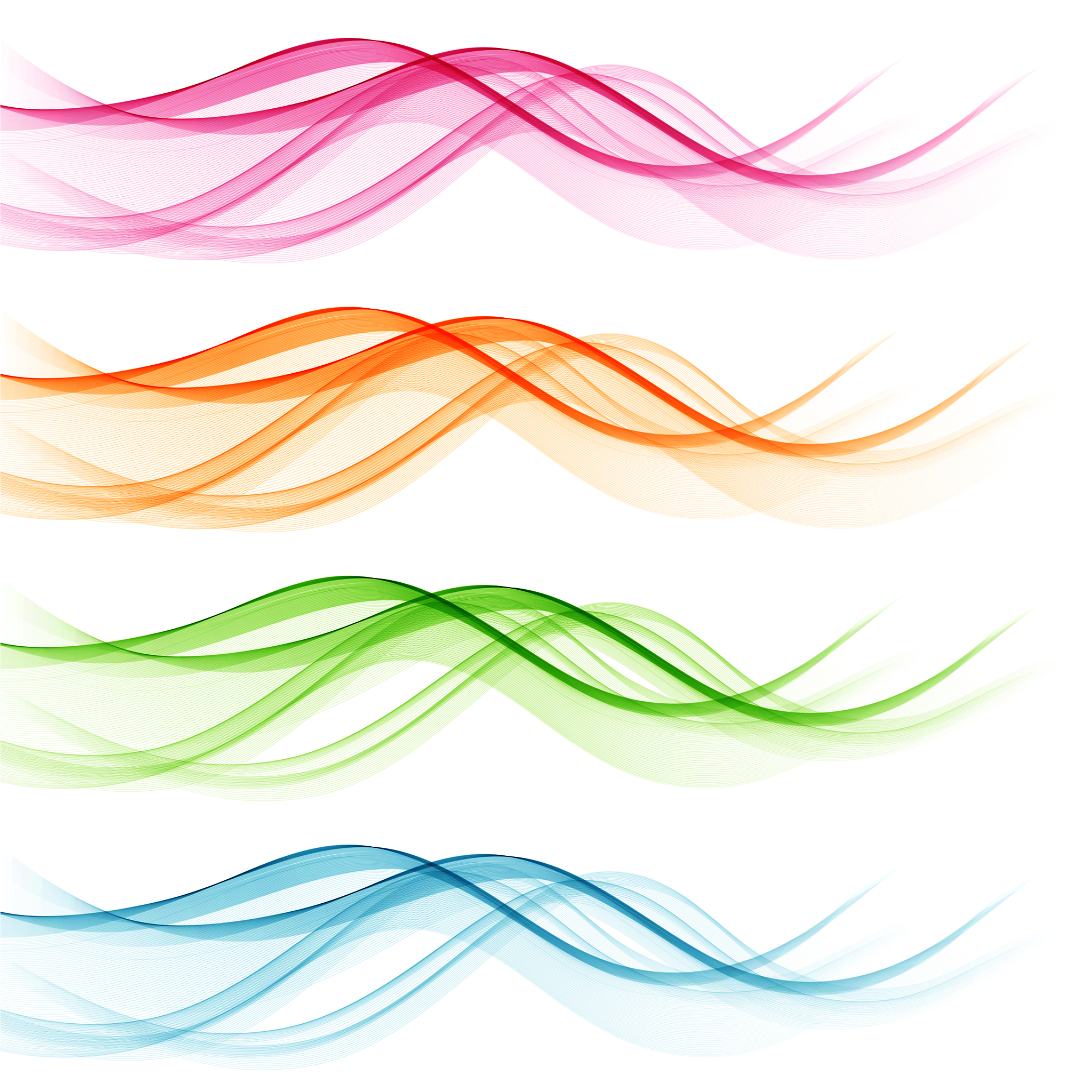 set of abstract color wavy lines