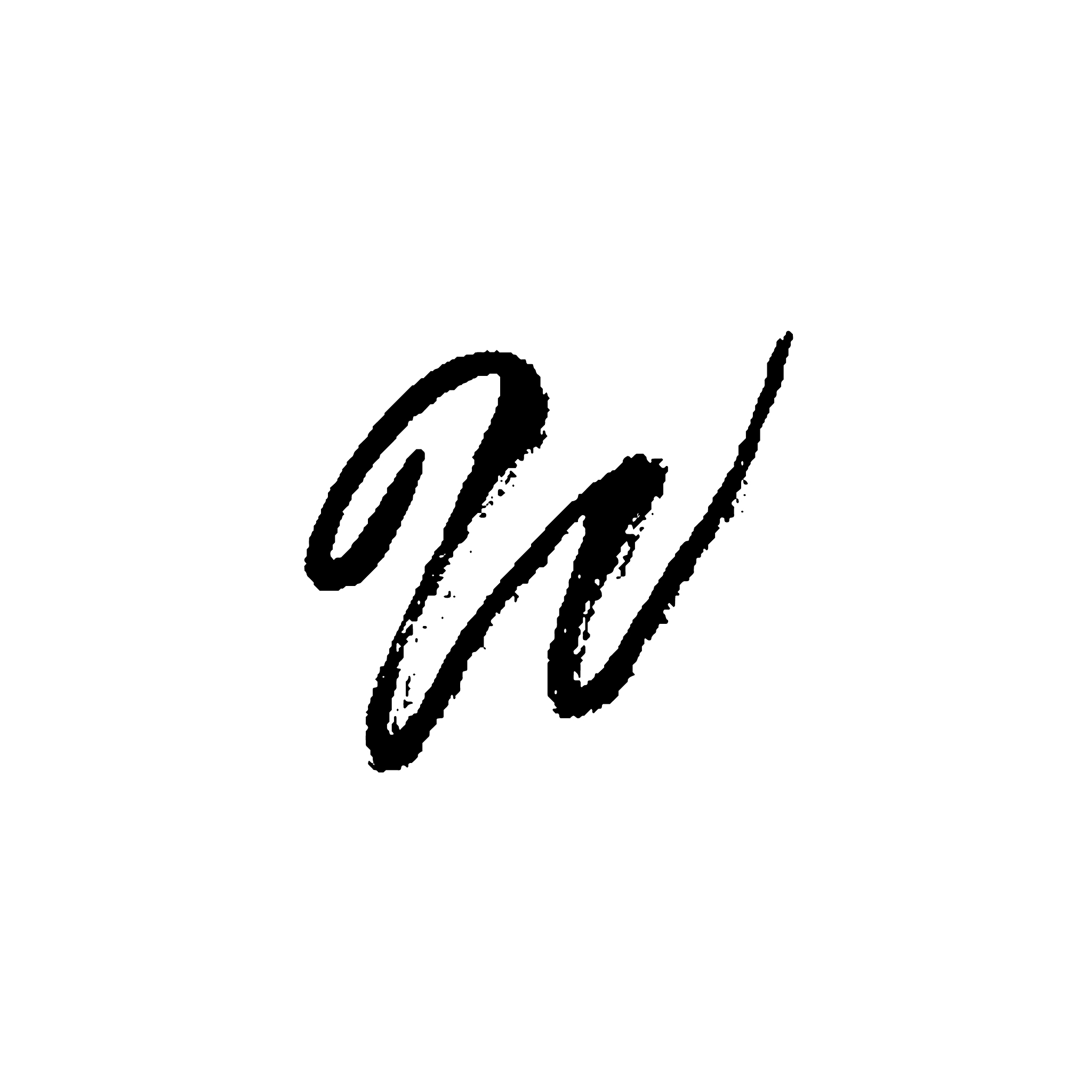 letter w handwritten by dry brush rough strokes