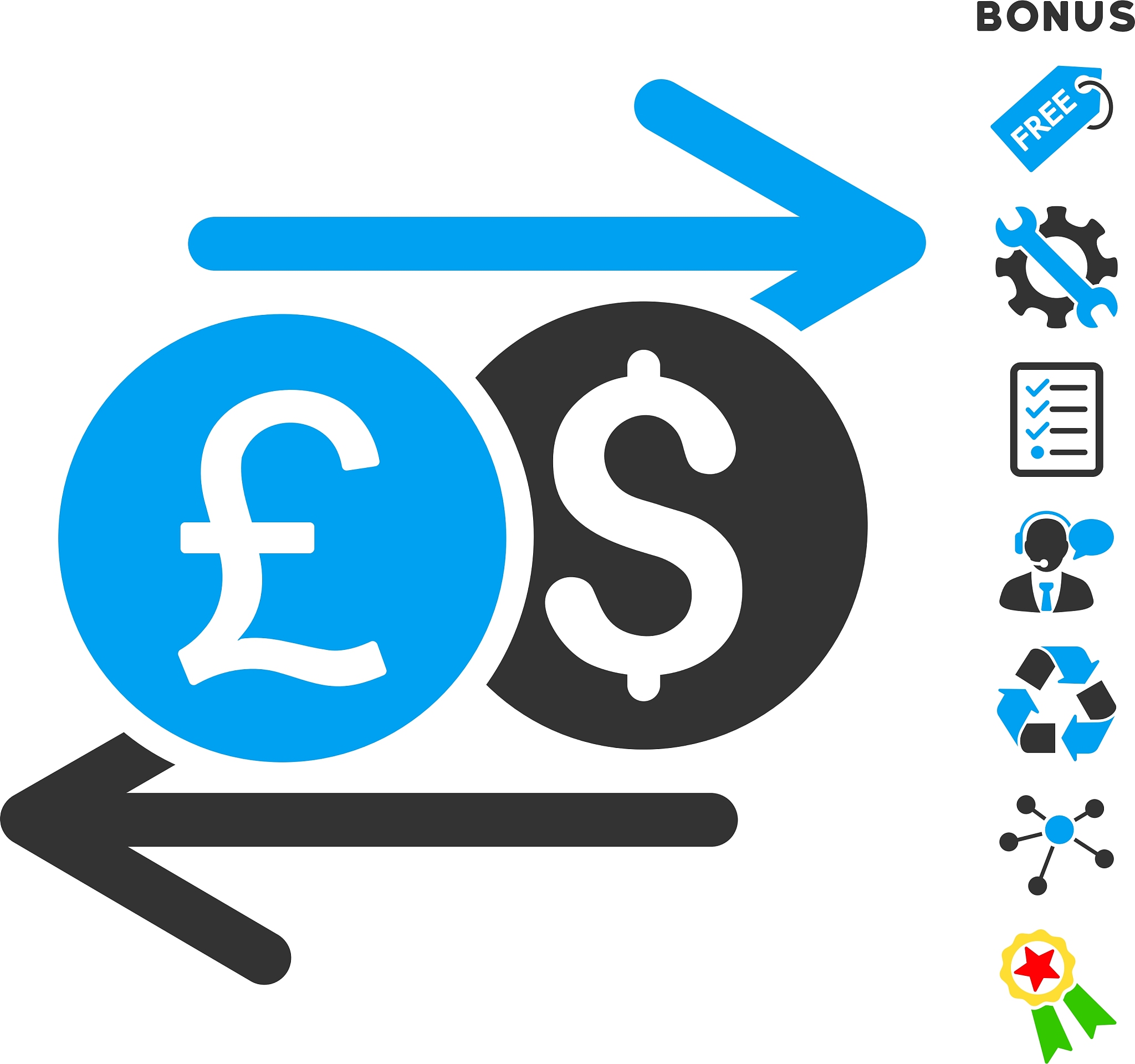 currency exchange flat icon with bonus