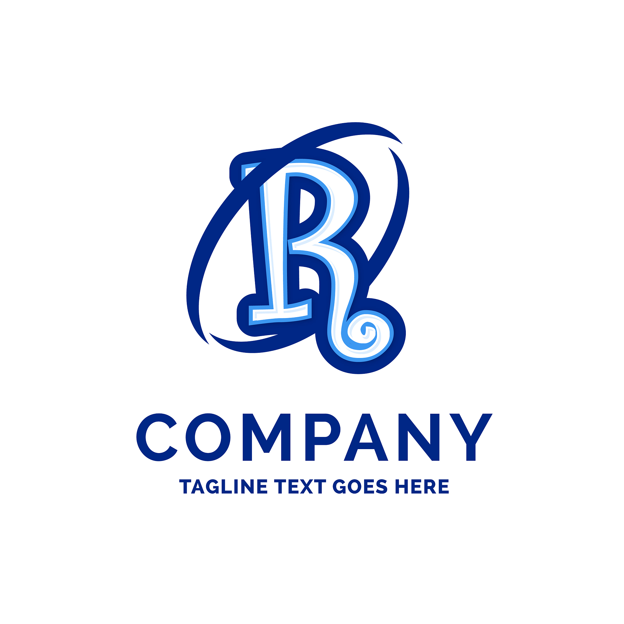 r company name design blue logo design