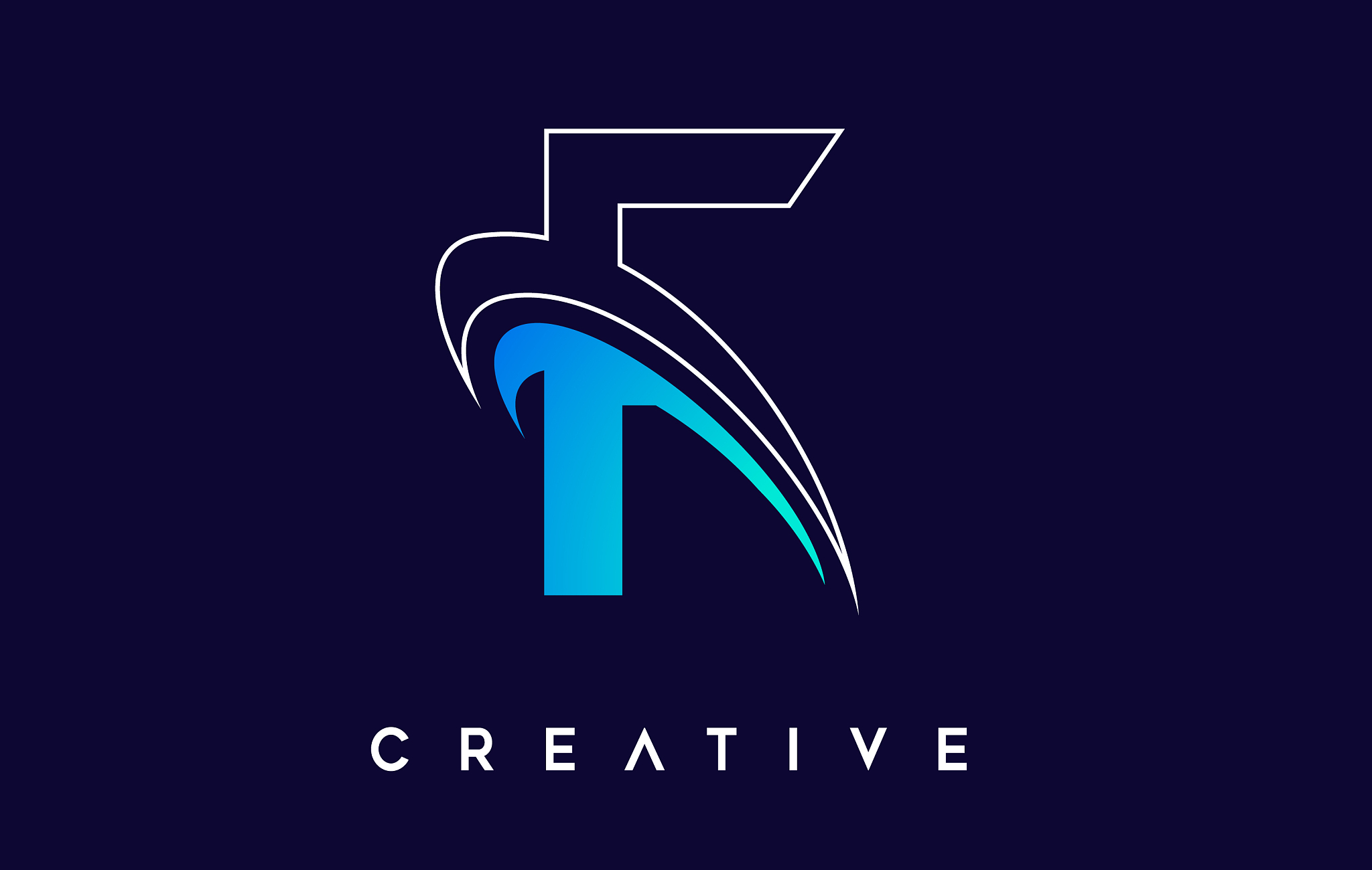 letter f logo f letter design with blue swash
