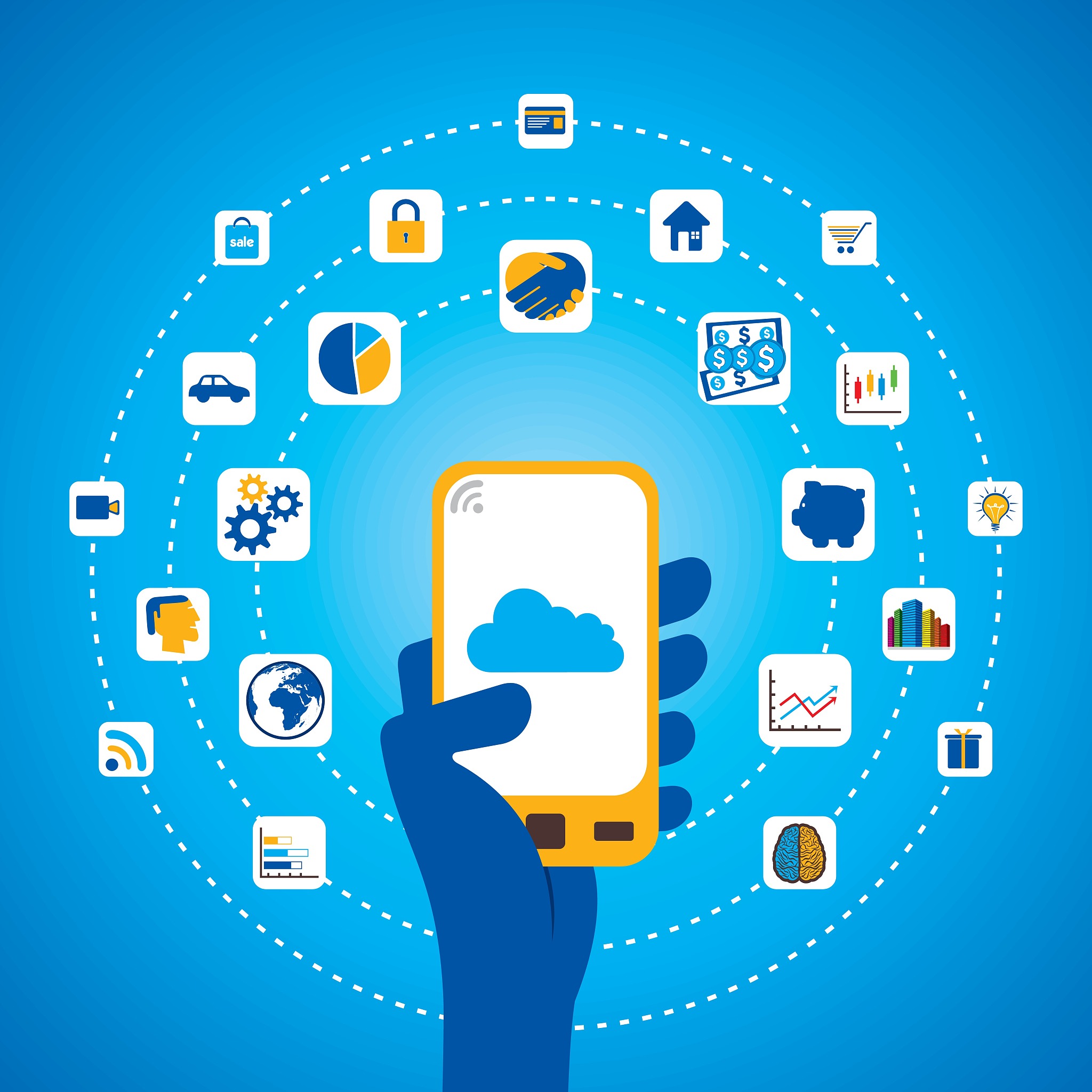 using different application in mobile concept vector