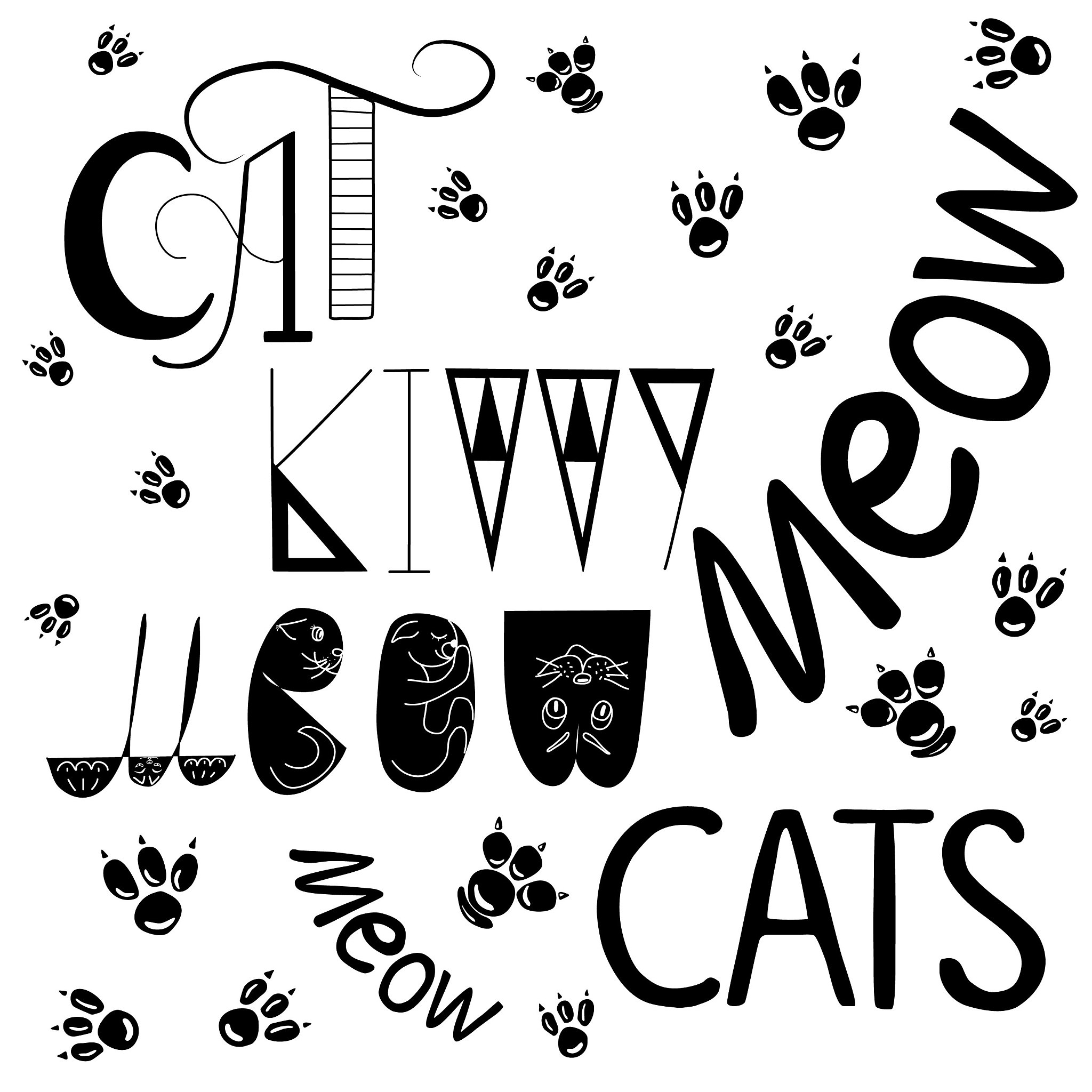 用随机文字组成的猫图案