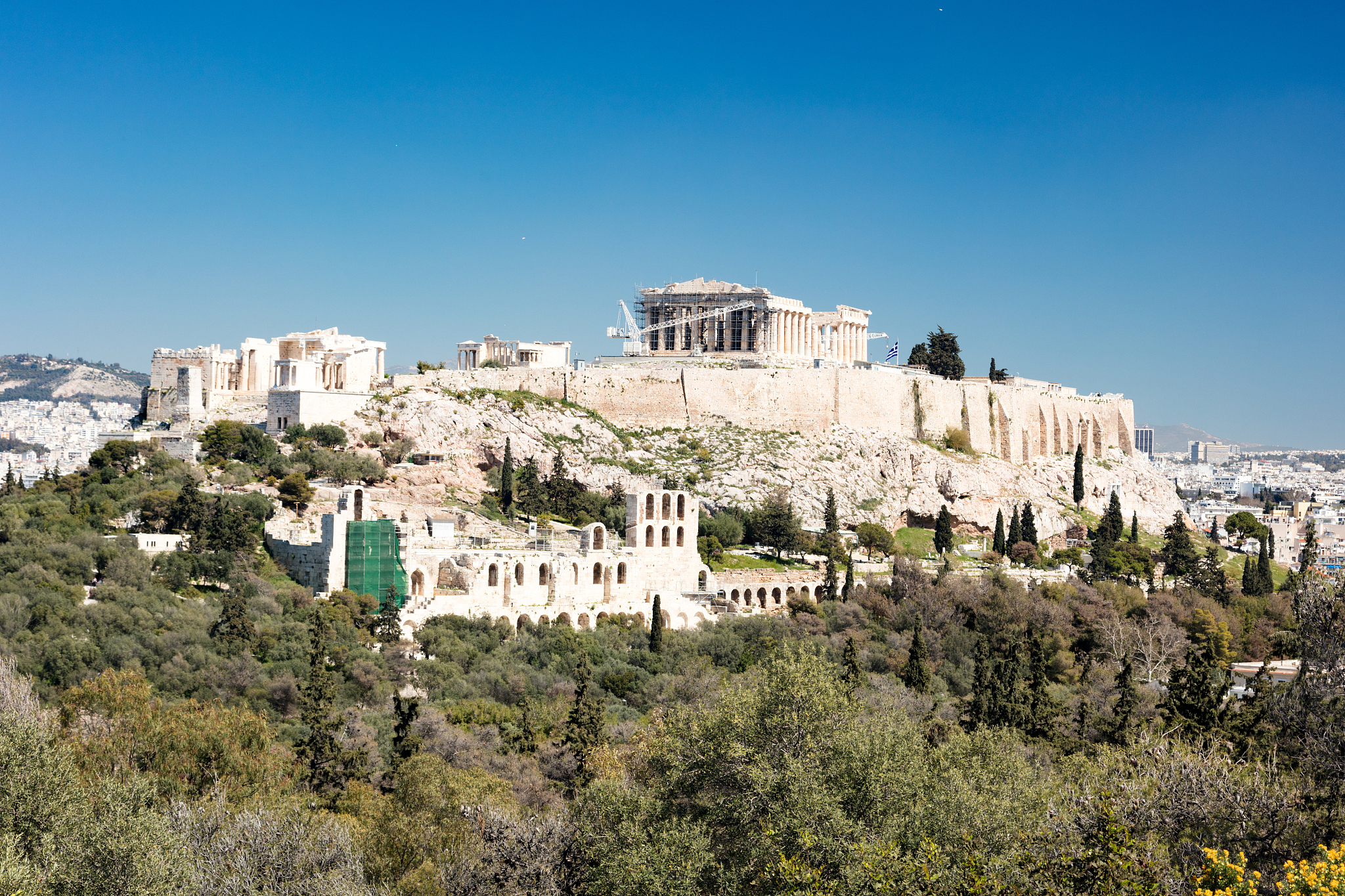 akropolis hill seen from mouseion hill, athens