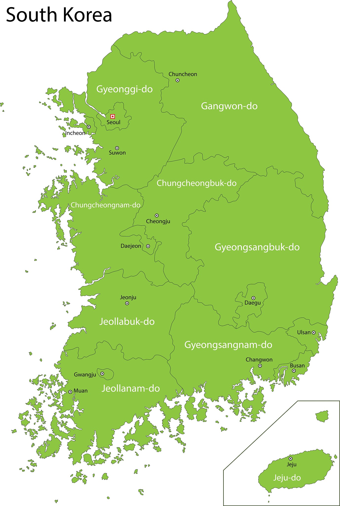 green south korea map