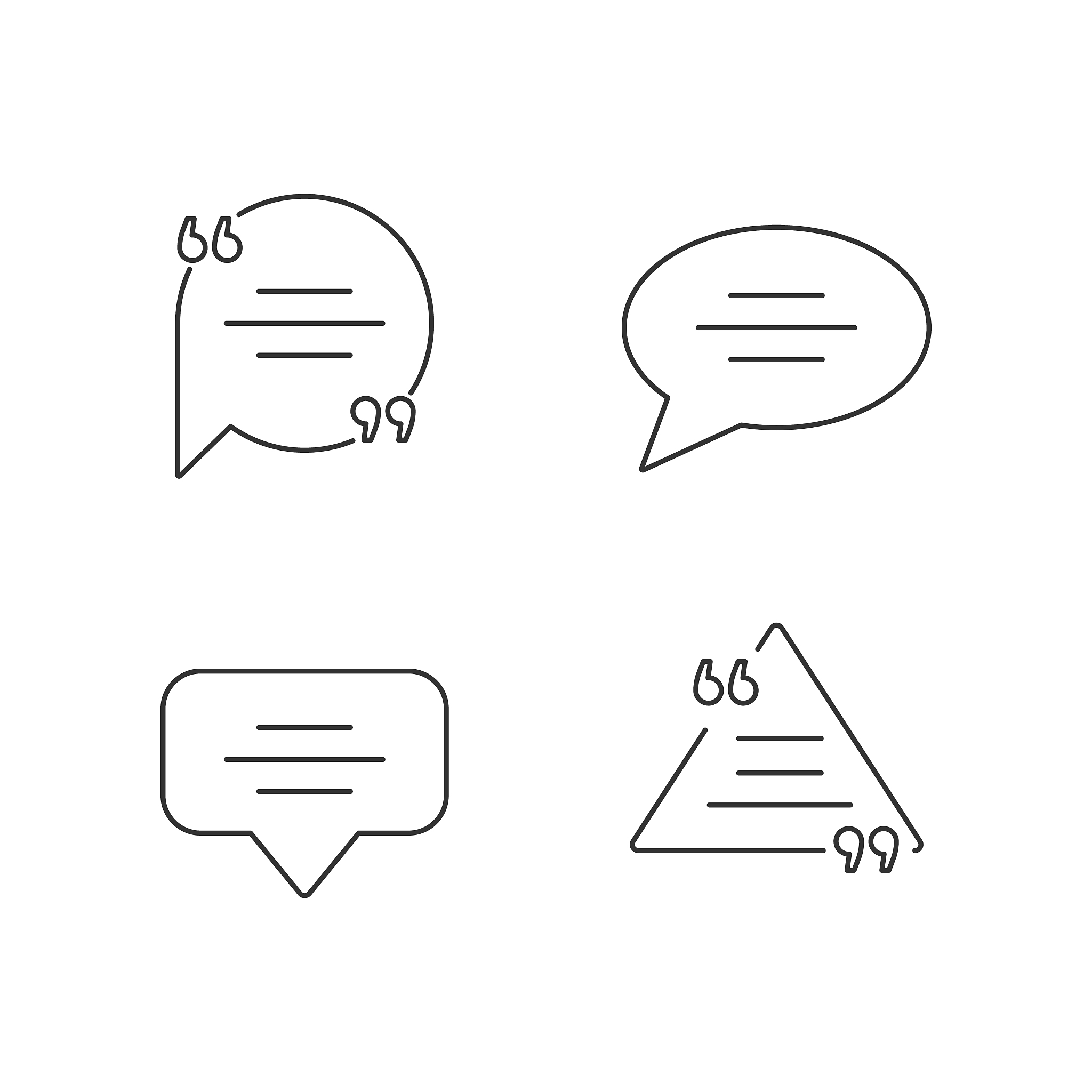 empty chat bubbles with quotation marks pixel perfect linear ico
