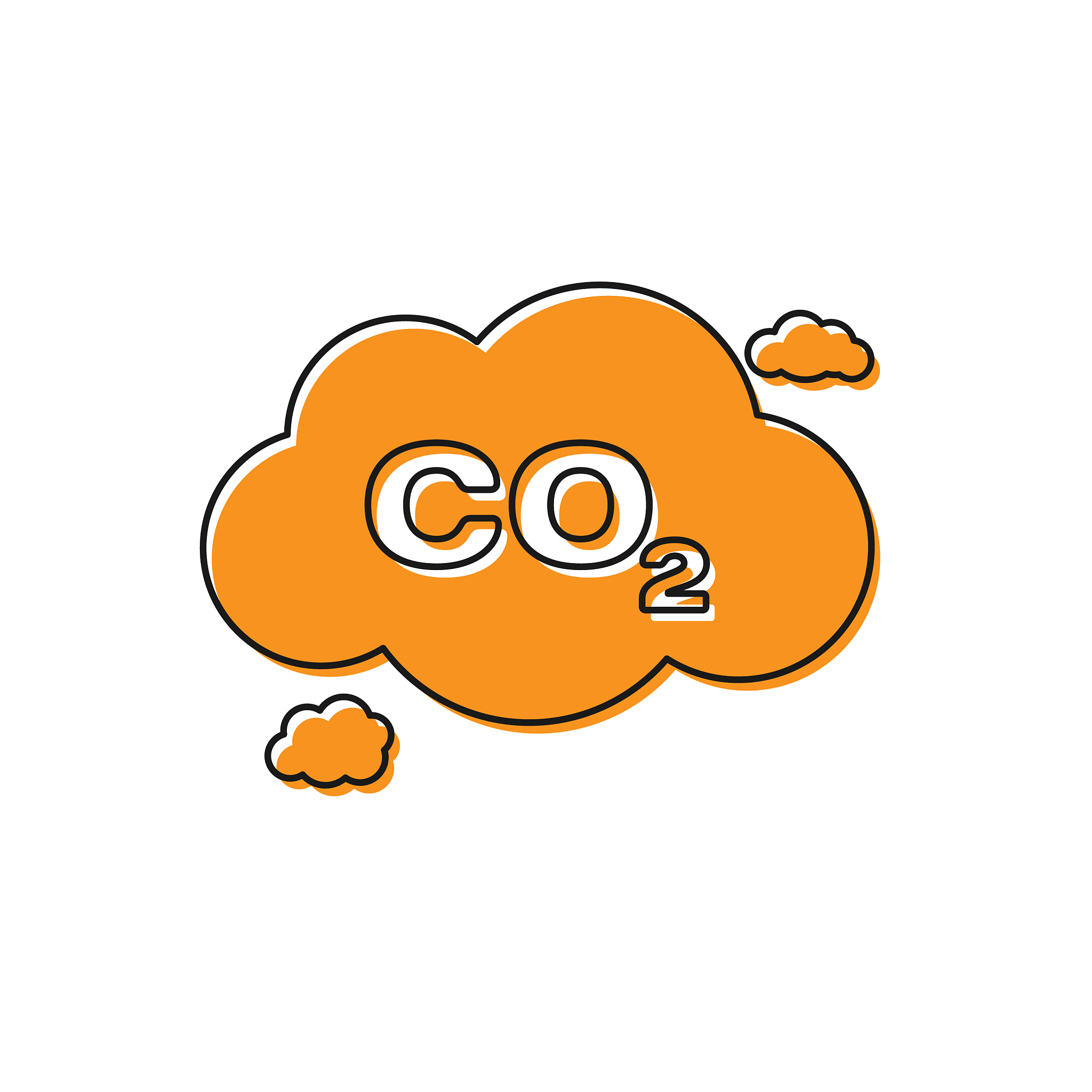 orange co2 emissions in cloud icon isolated on