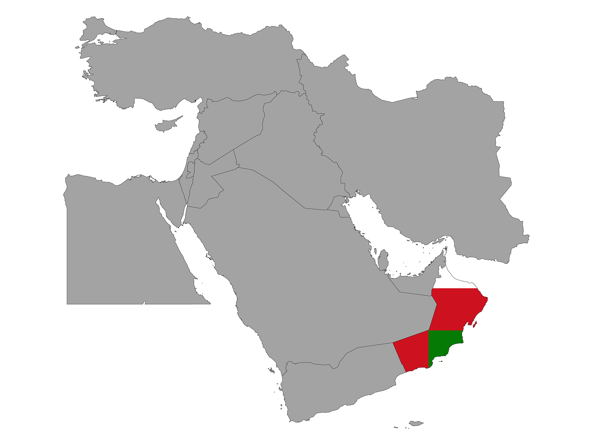 map of oman with national flag