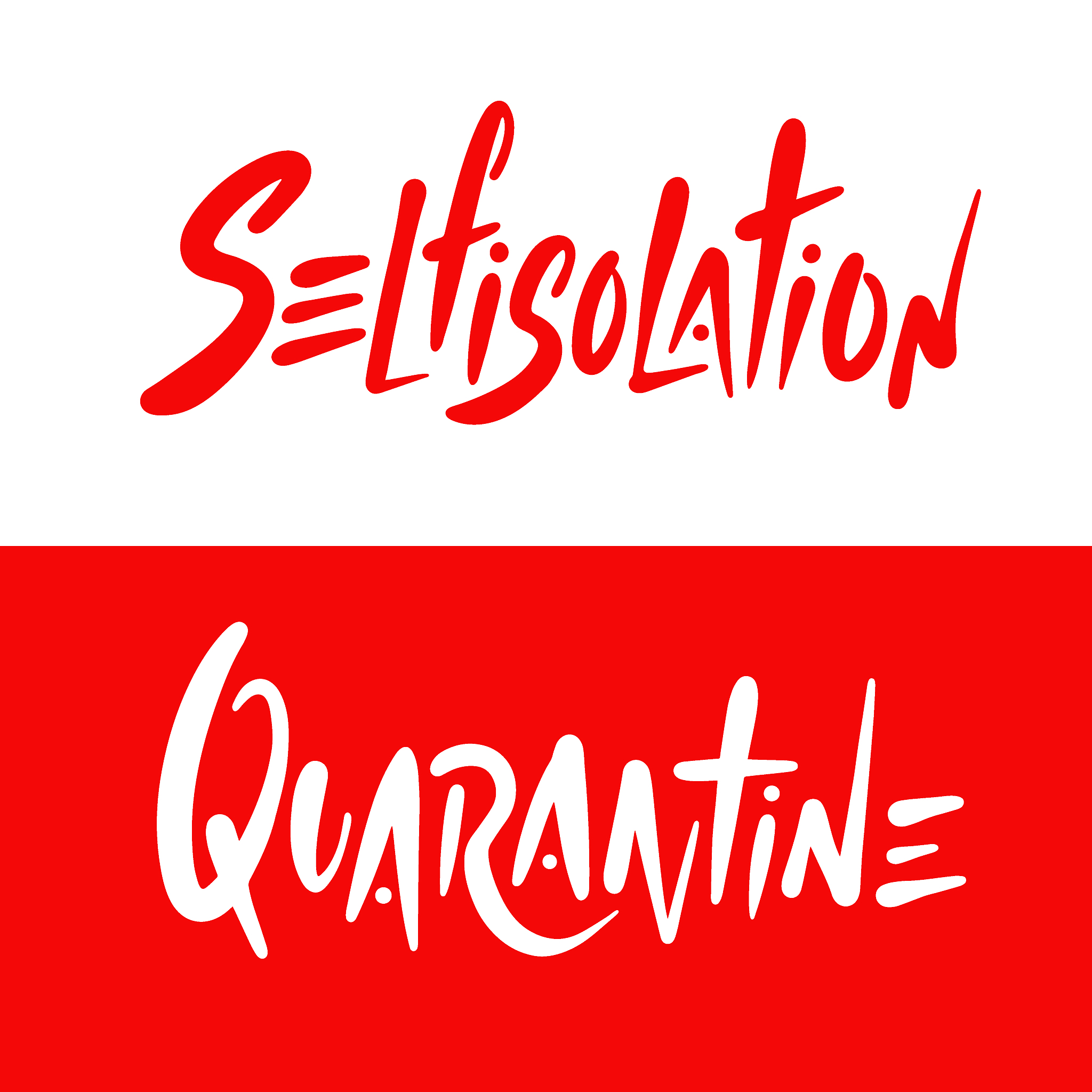 vector lettering illustration with pandemic words like selfisola