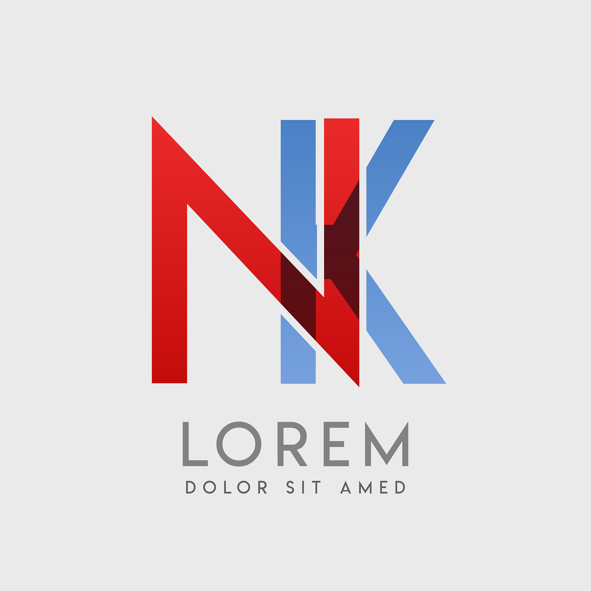 nk logo letters with blue and red gradation