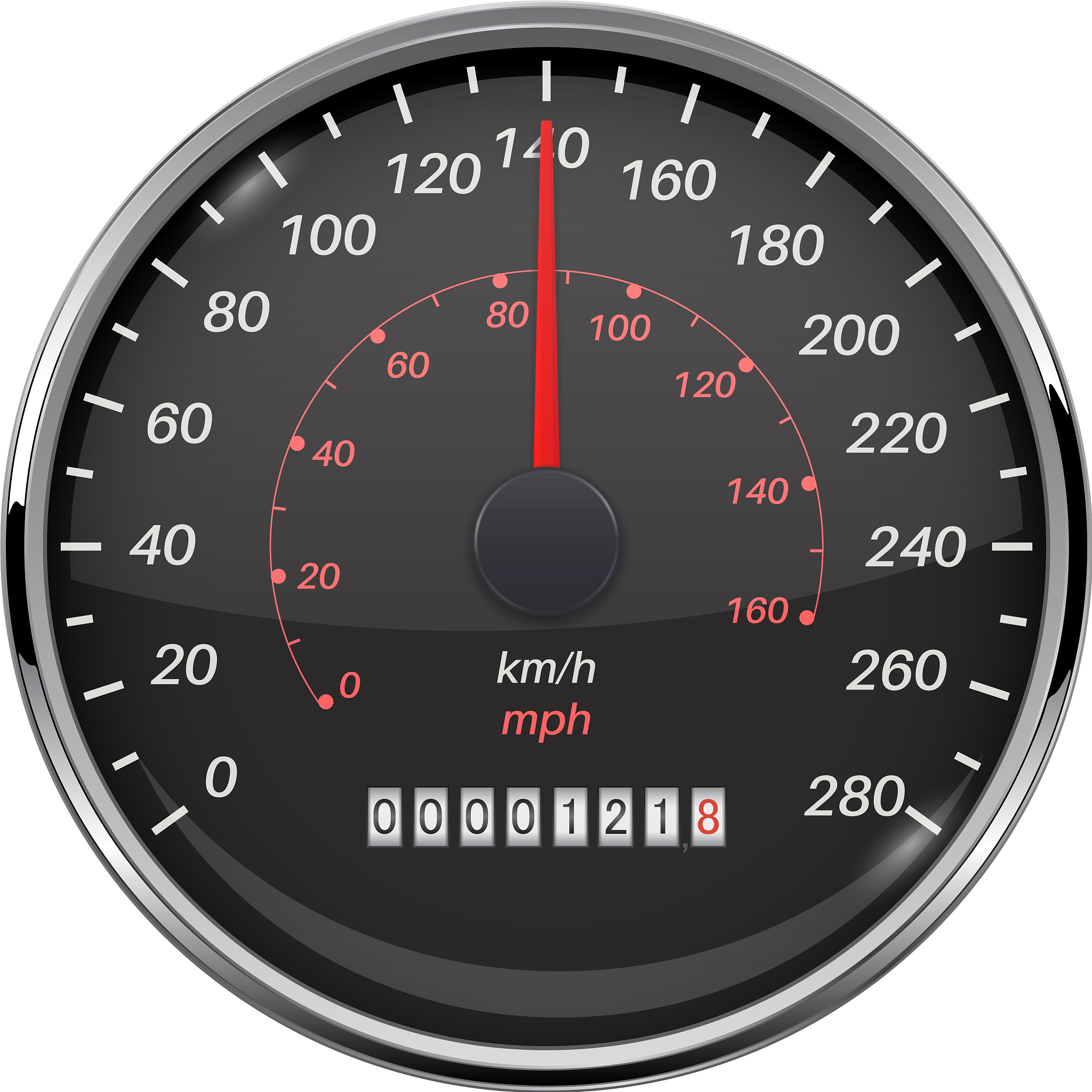 speedometer kilometers and miles black car