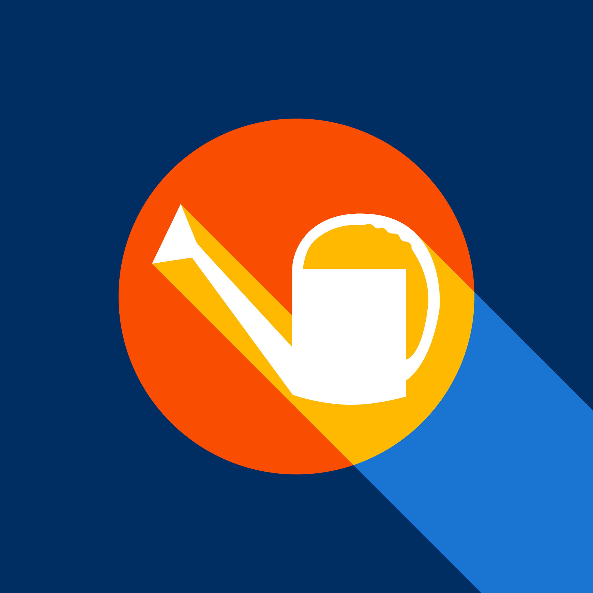 watering sign white icon on tangelo