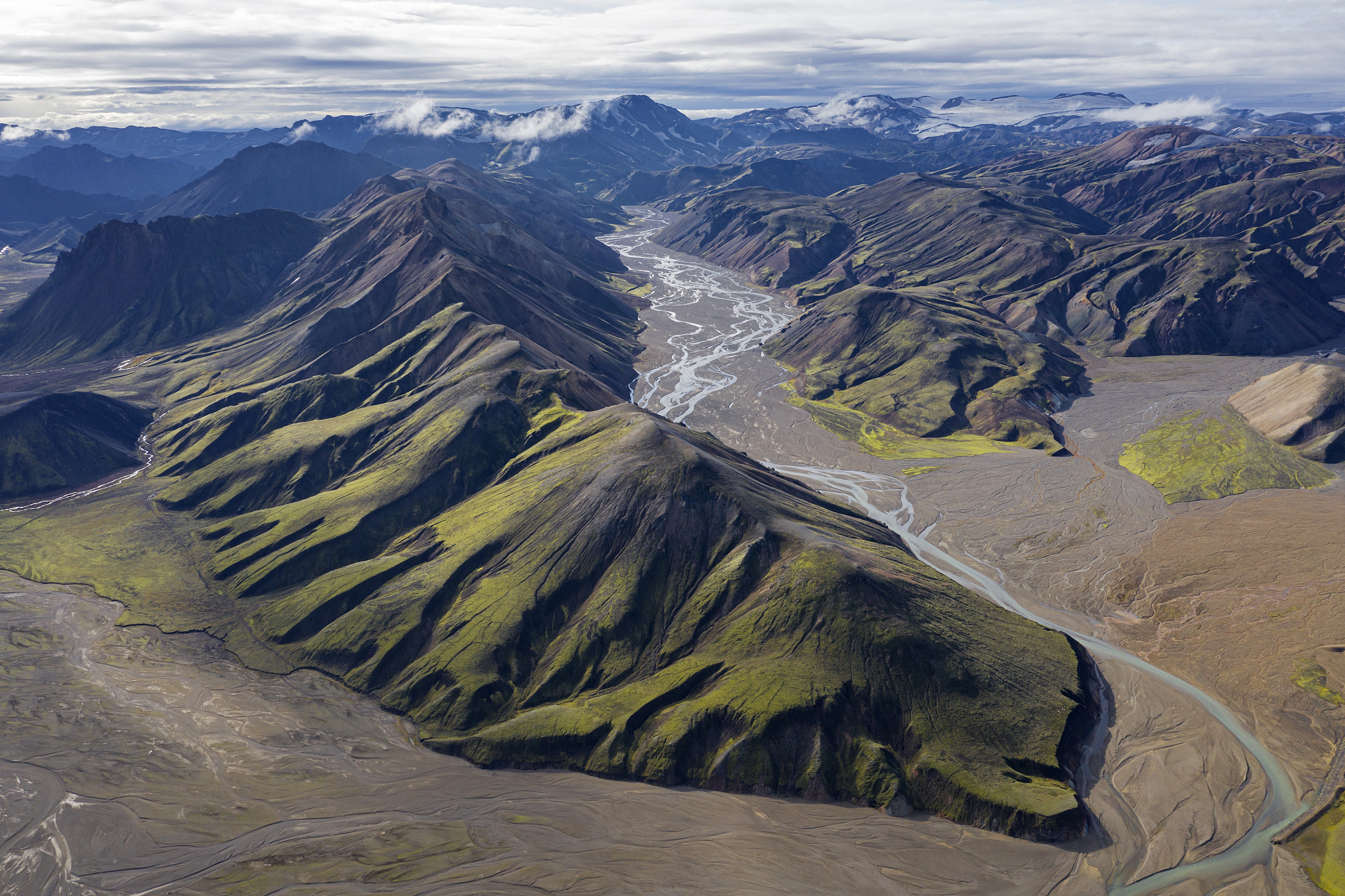 aerial view of  landmannalaugar