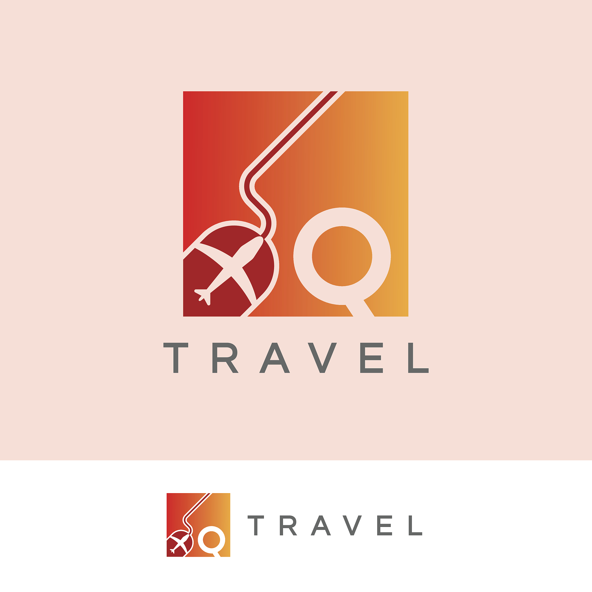 travel initial letter q icon design