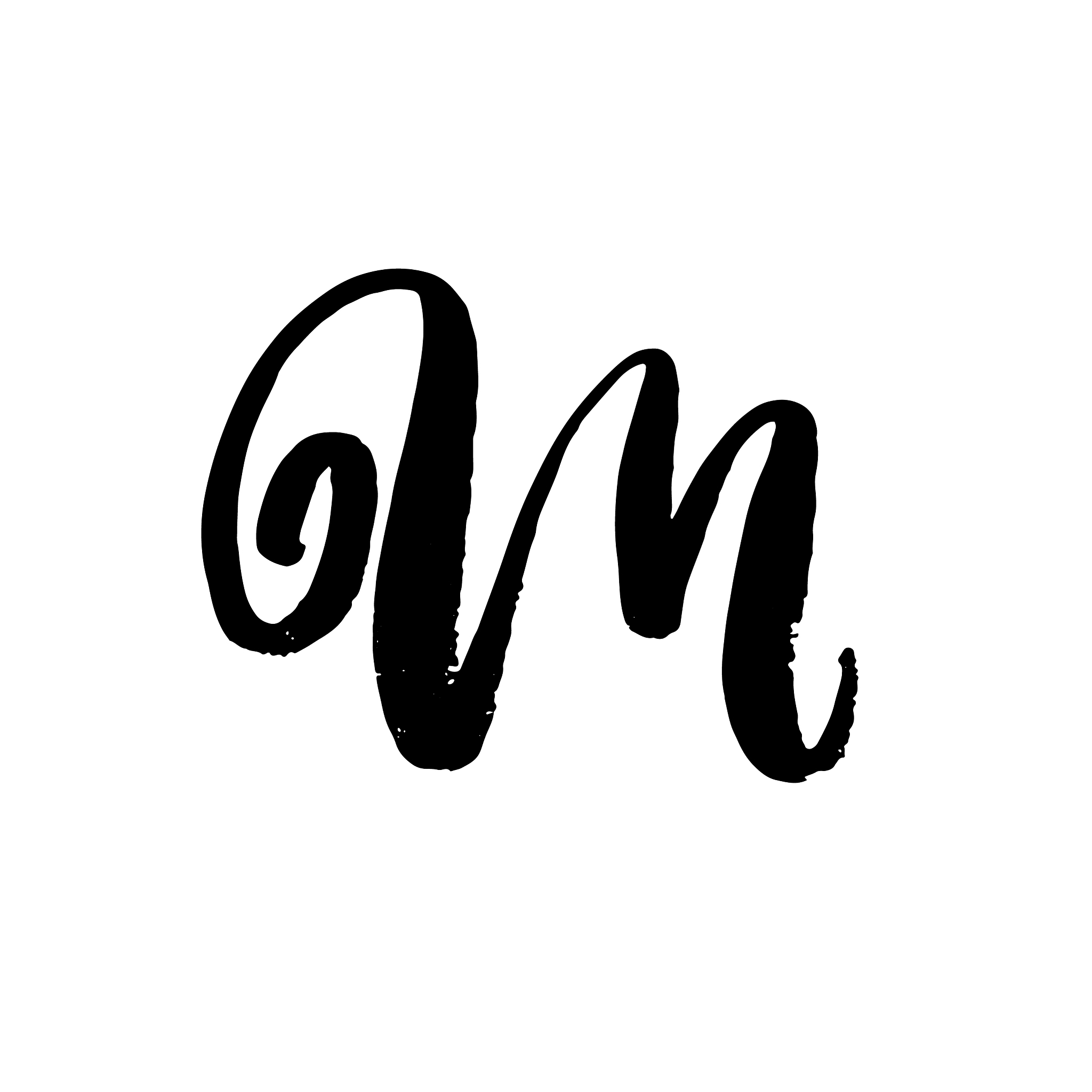 hand painted letter m dry brush modern lettering