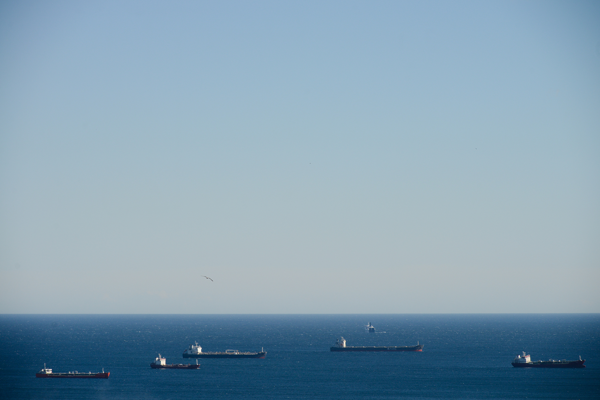 freighters in the mediterranean sea