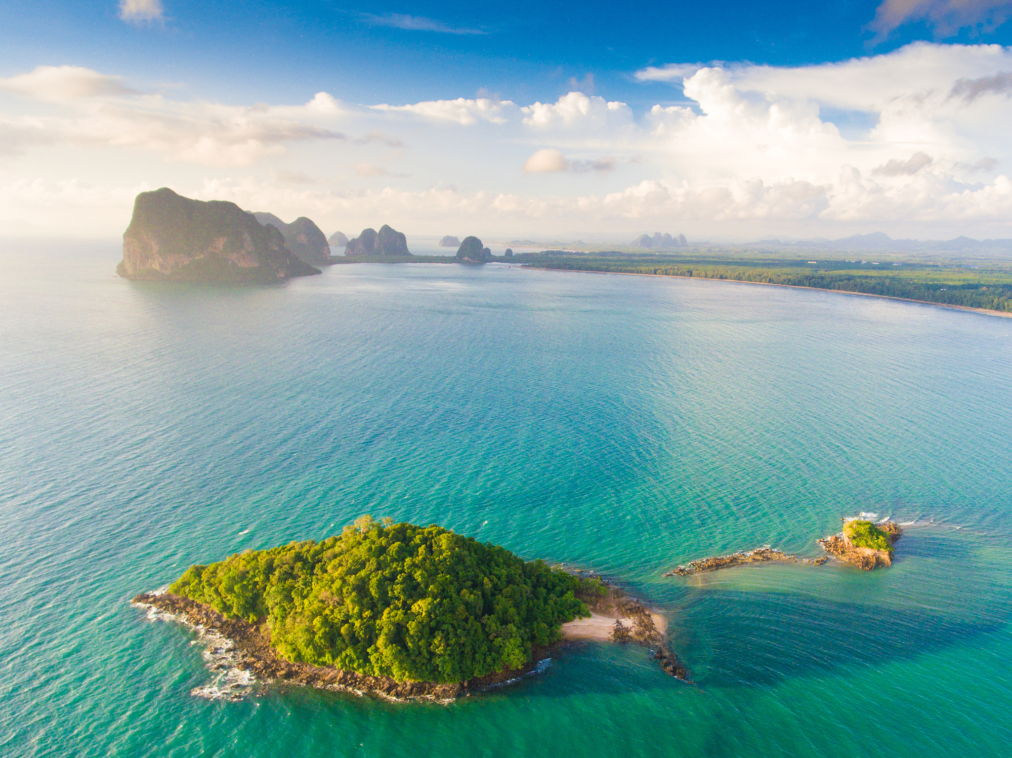 aerial panoramic sea view and coastline in south thailand