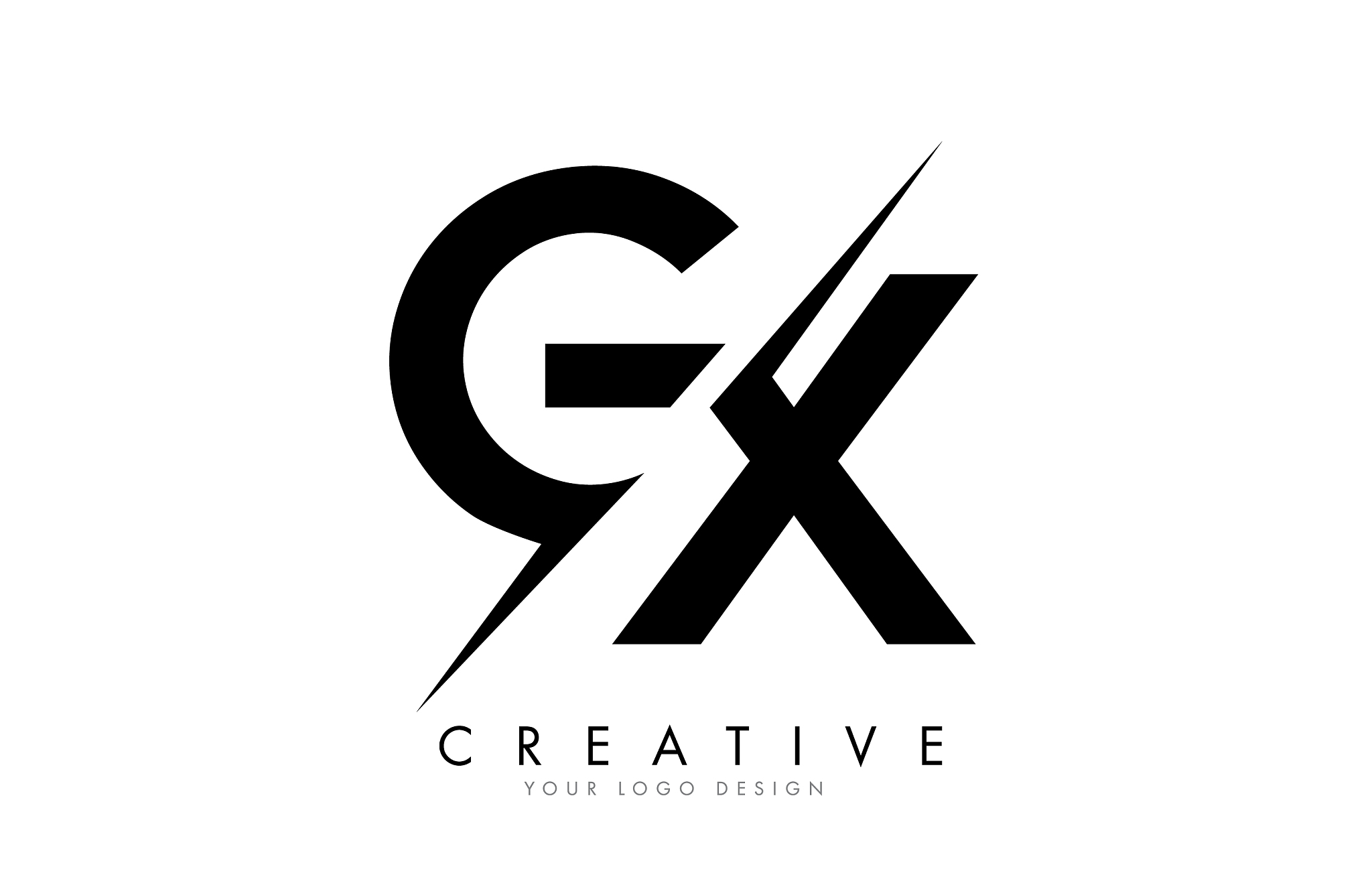 gx g x letter logo design with a creative cut