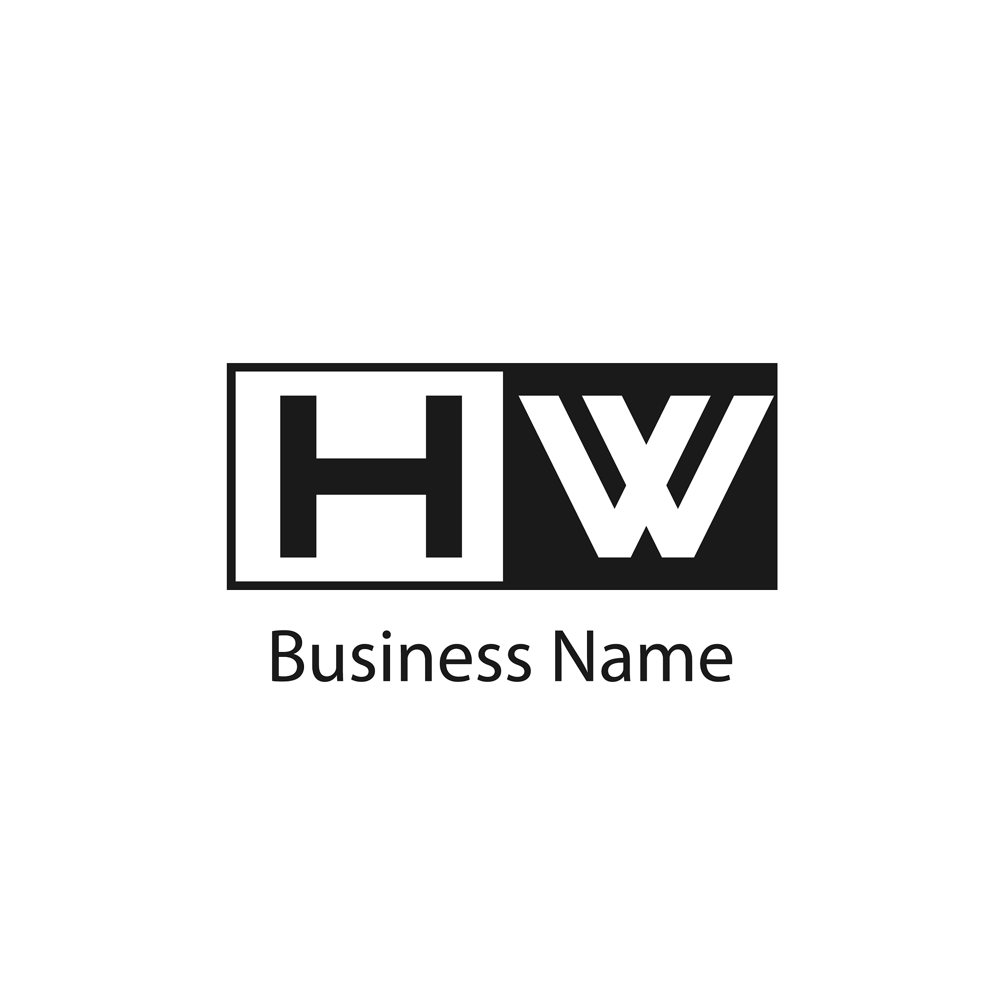 initial letter hw logo template design