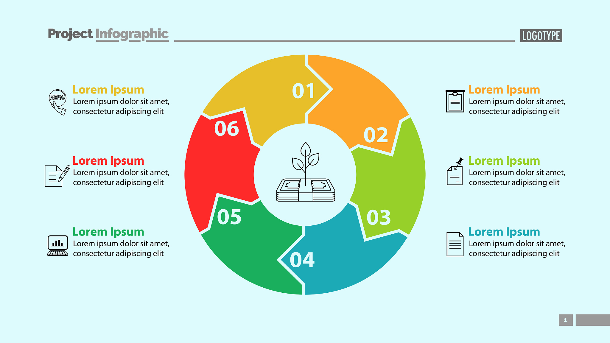 money growing circle slide template