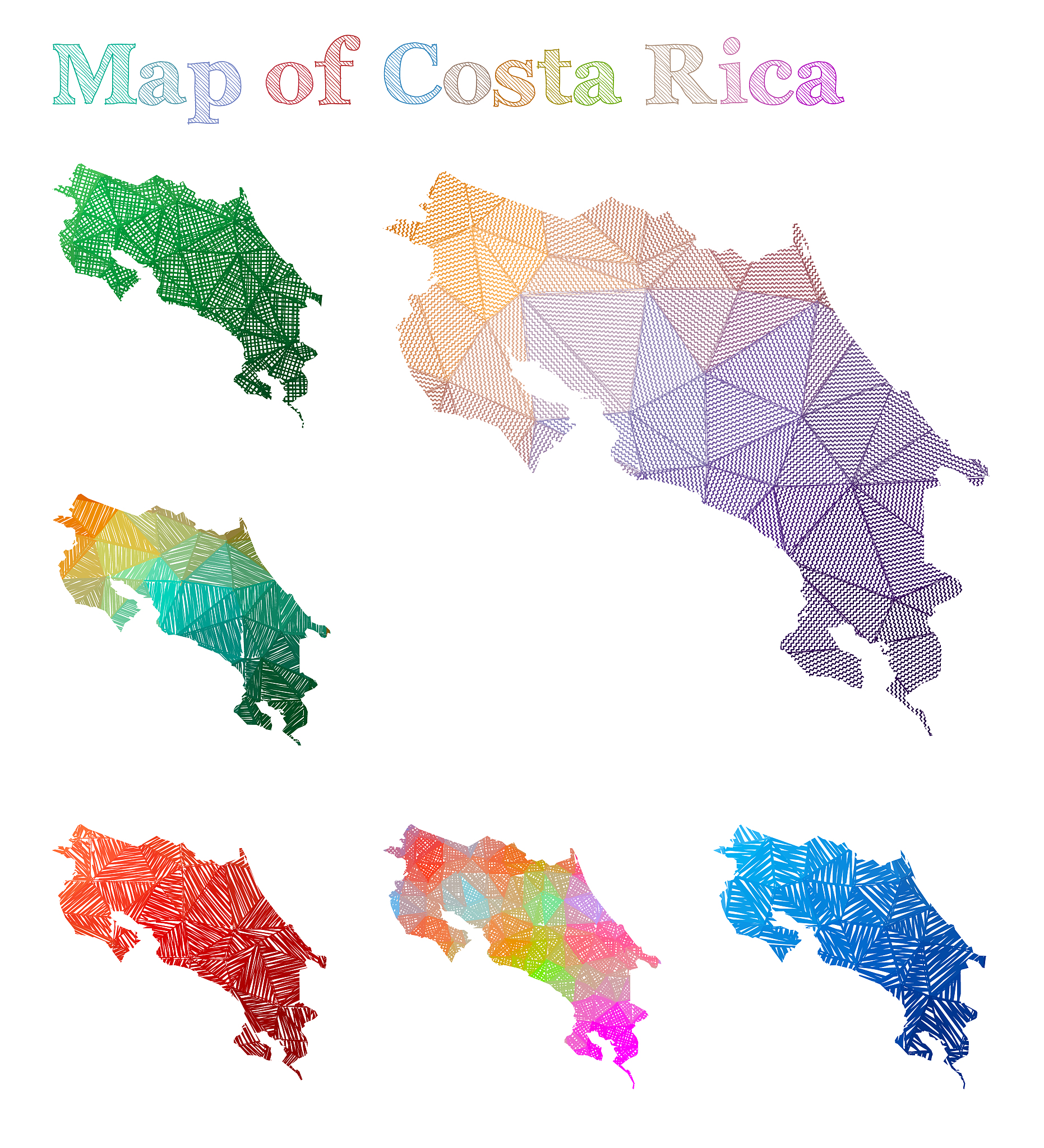hand-drawn map of costa rica.