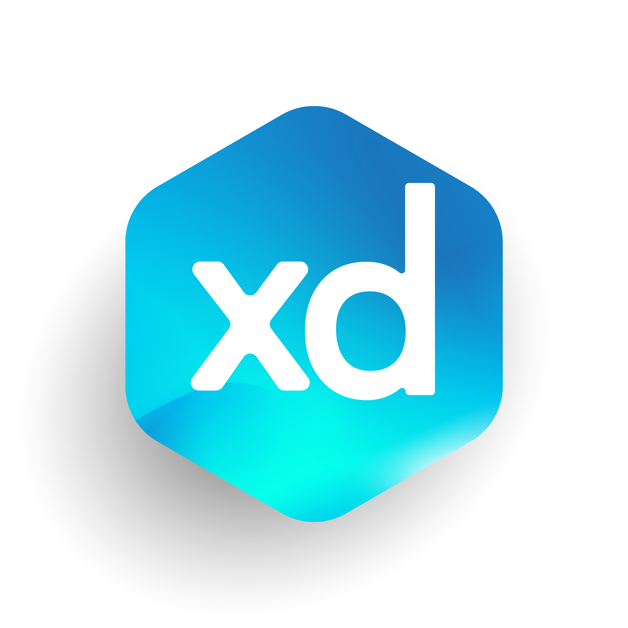 logotype in hexagon shape and colorful background