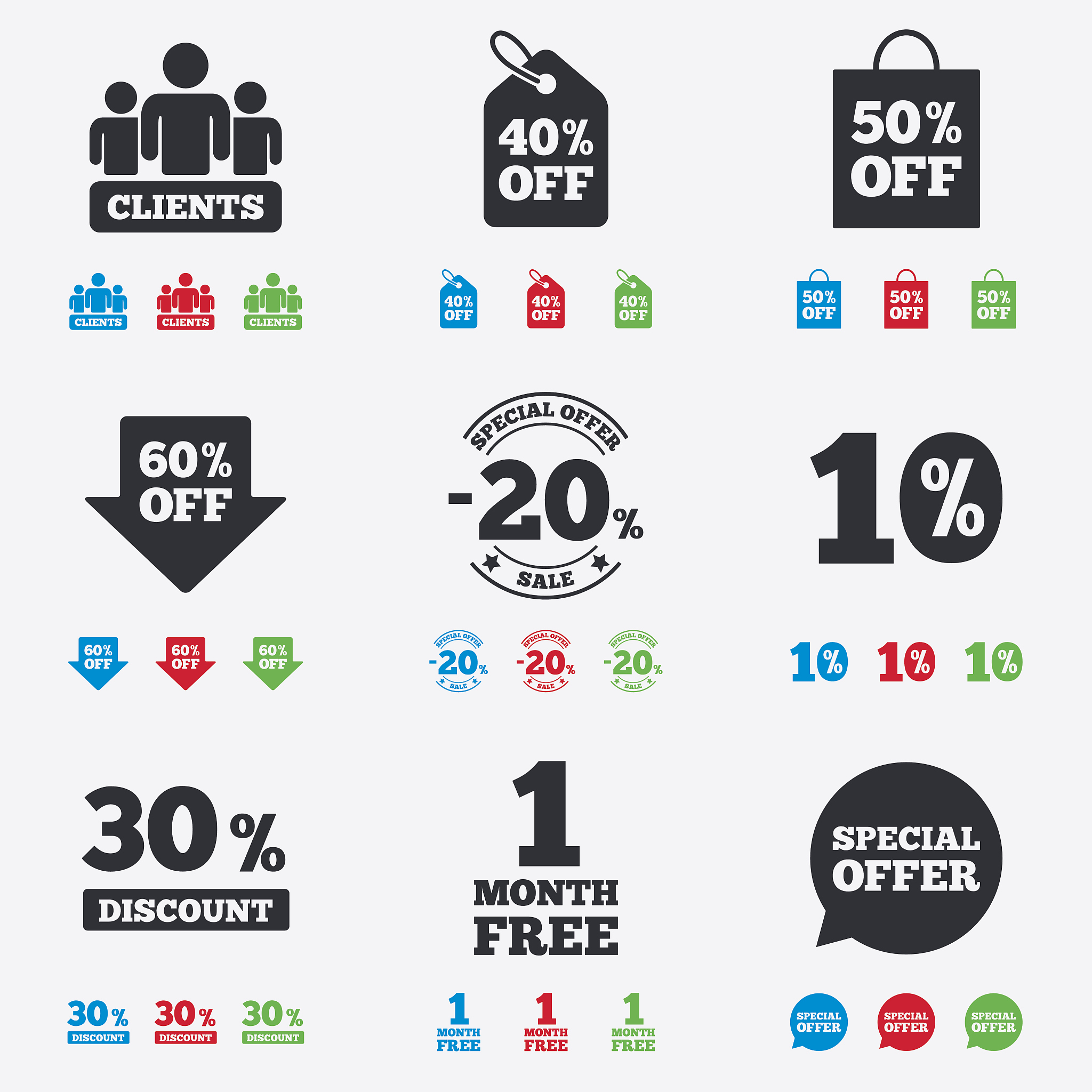 sale discounts icon. shopping, deal signs