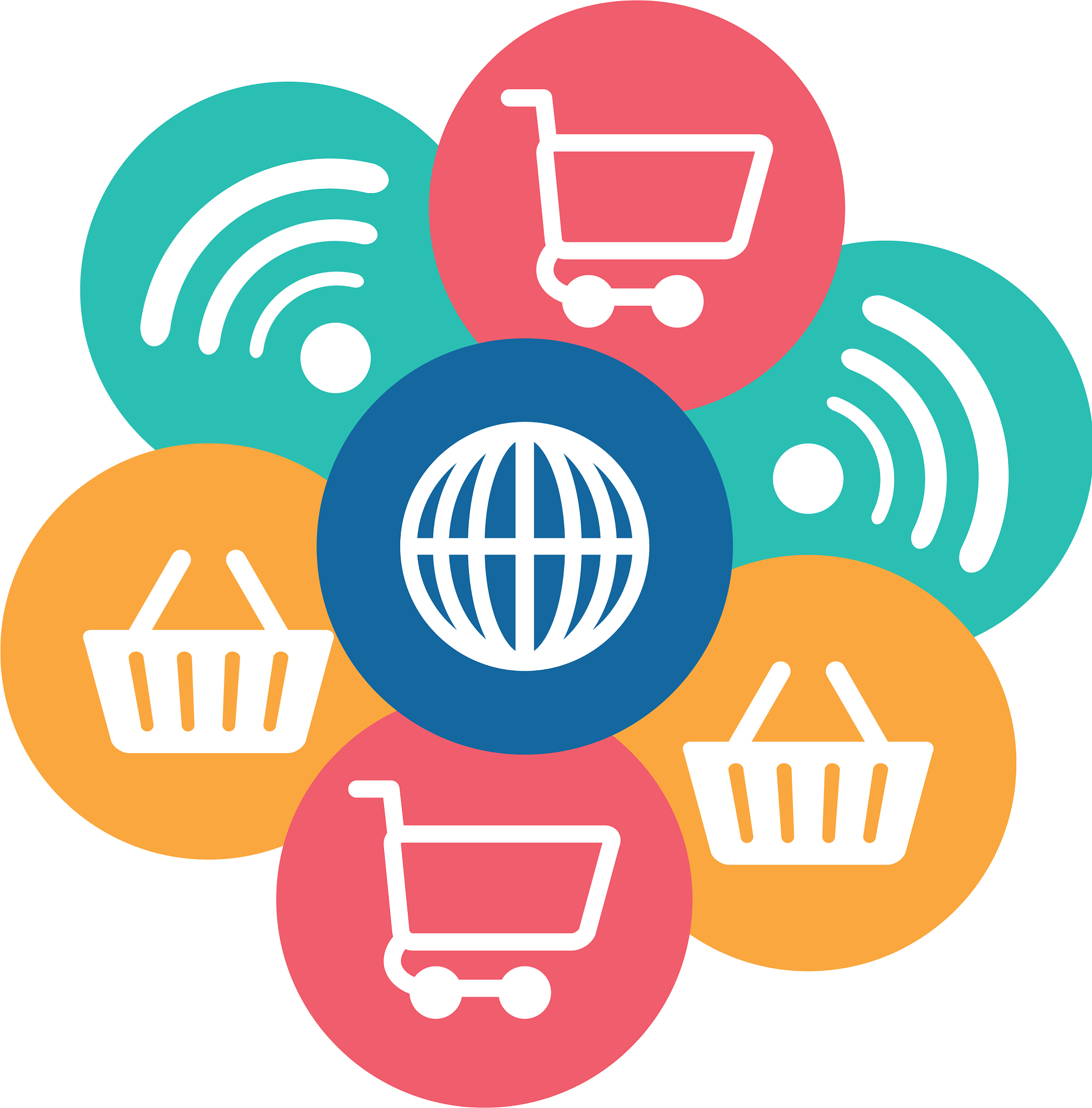 webpage template with ecommerce icons