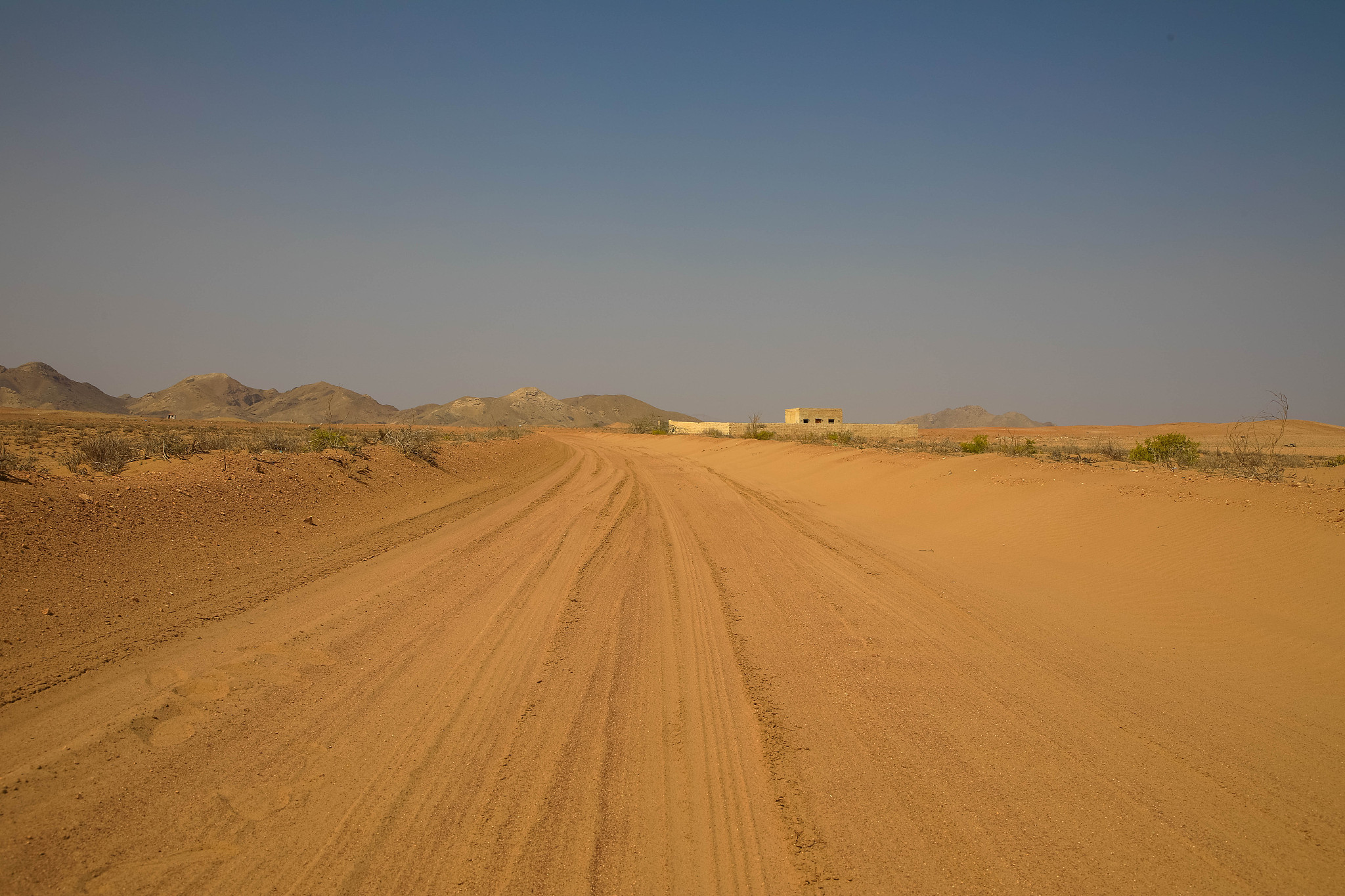 sand road through wahiba sands desert, oman sultanate.