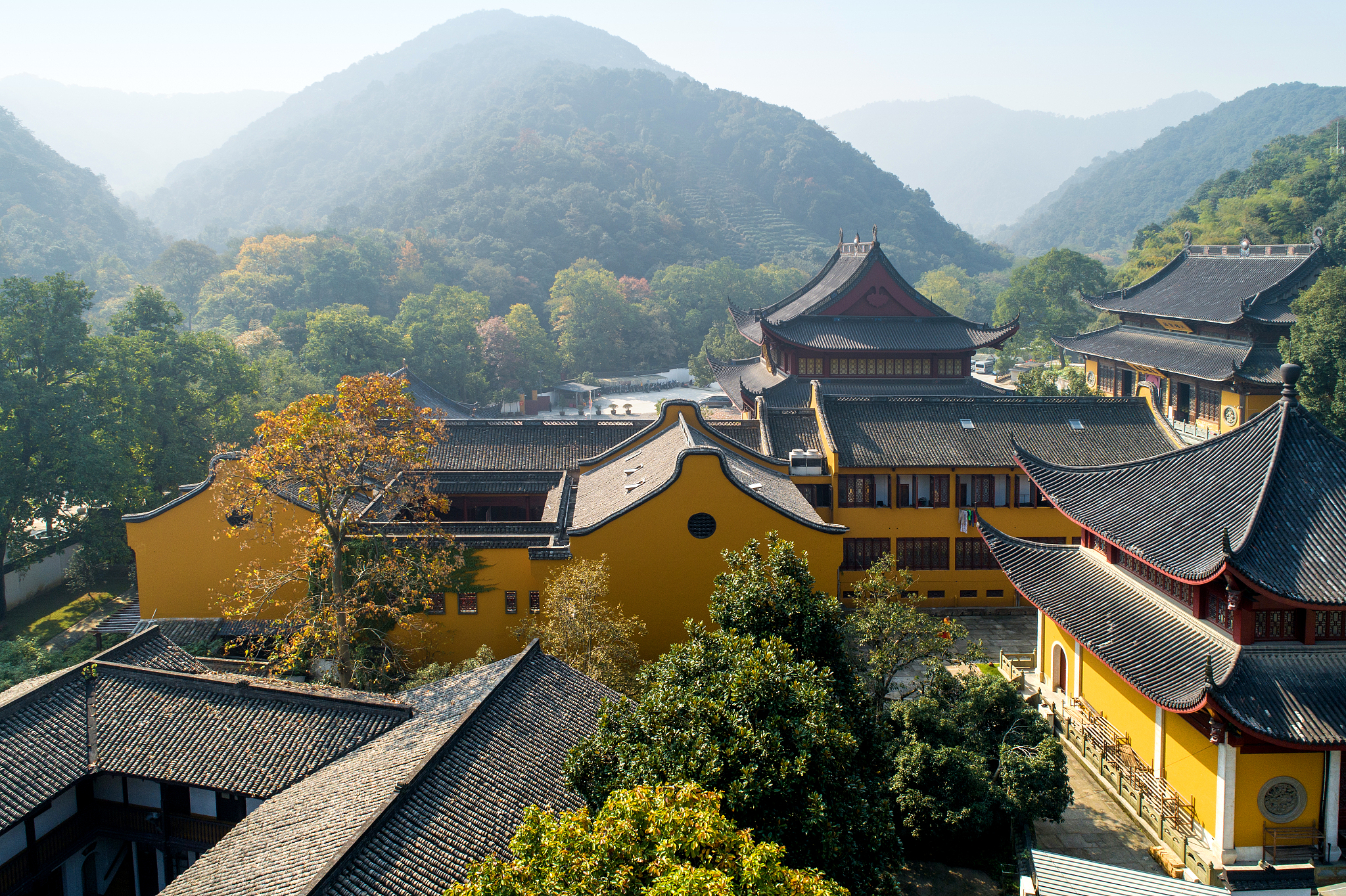 航拍 杭州 法净禅寺