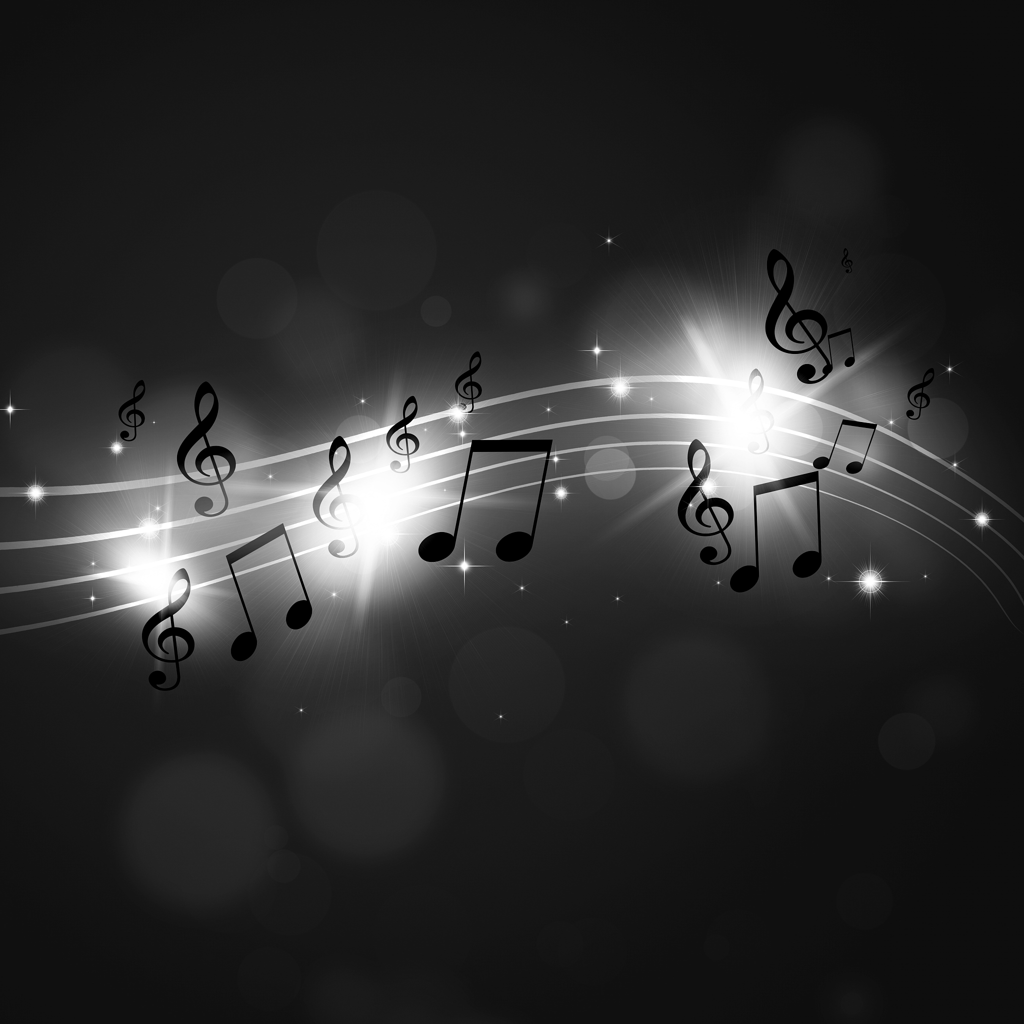 music notes dark background