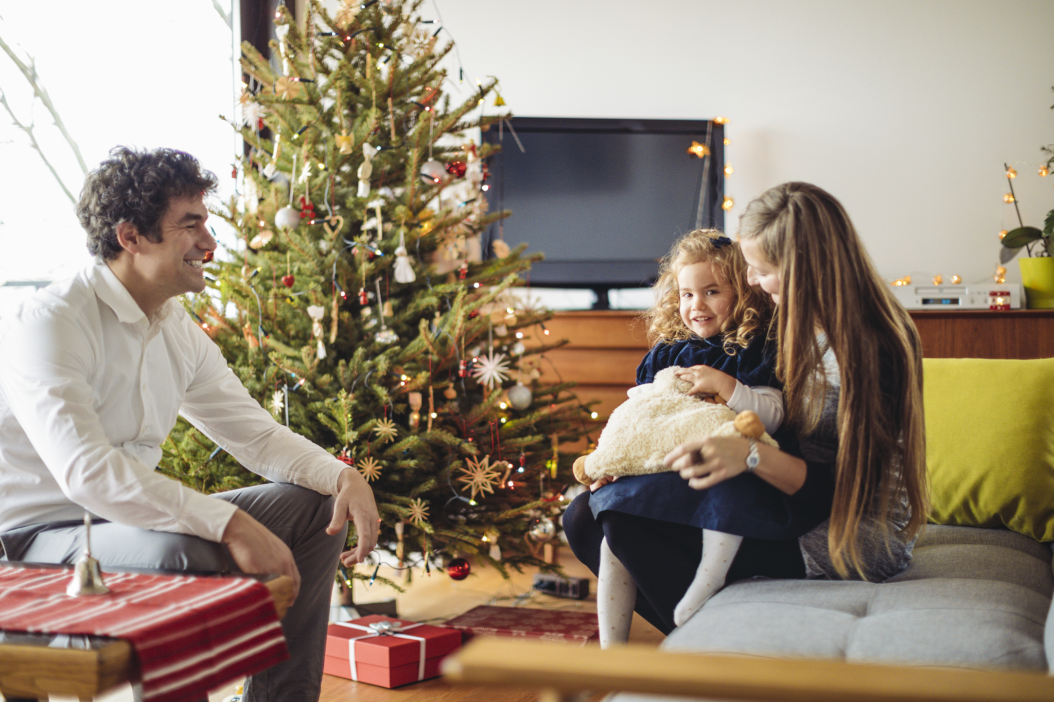 christmas portrait of a young family