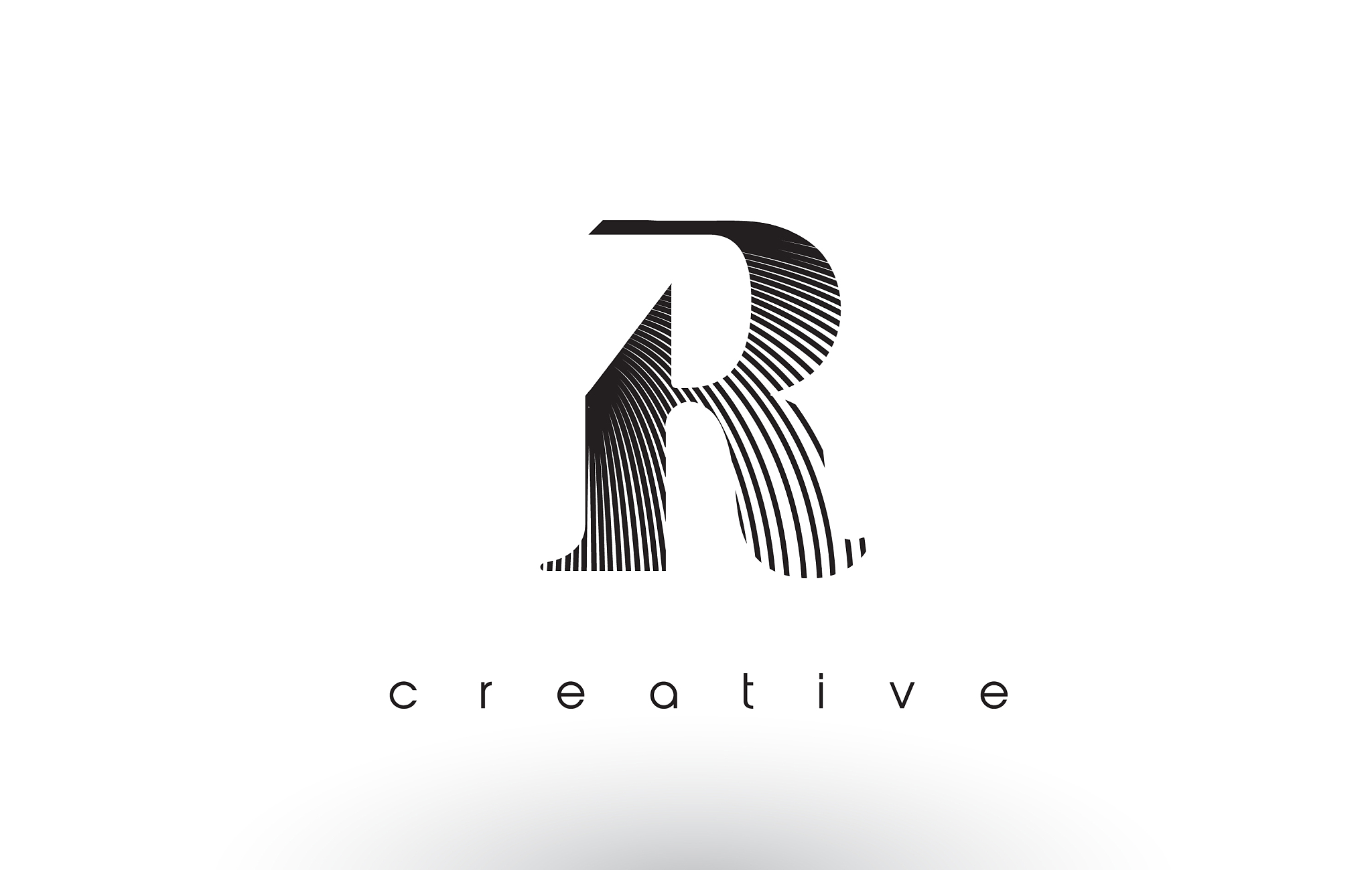 r logo design with multiple lines and black and