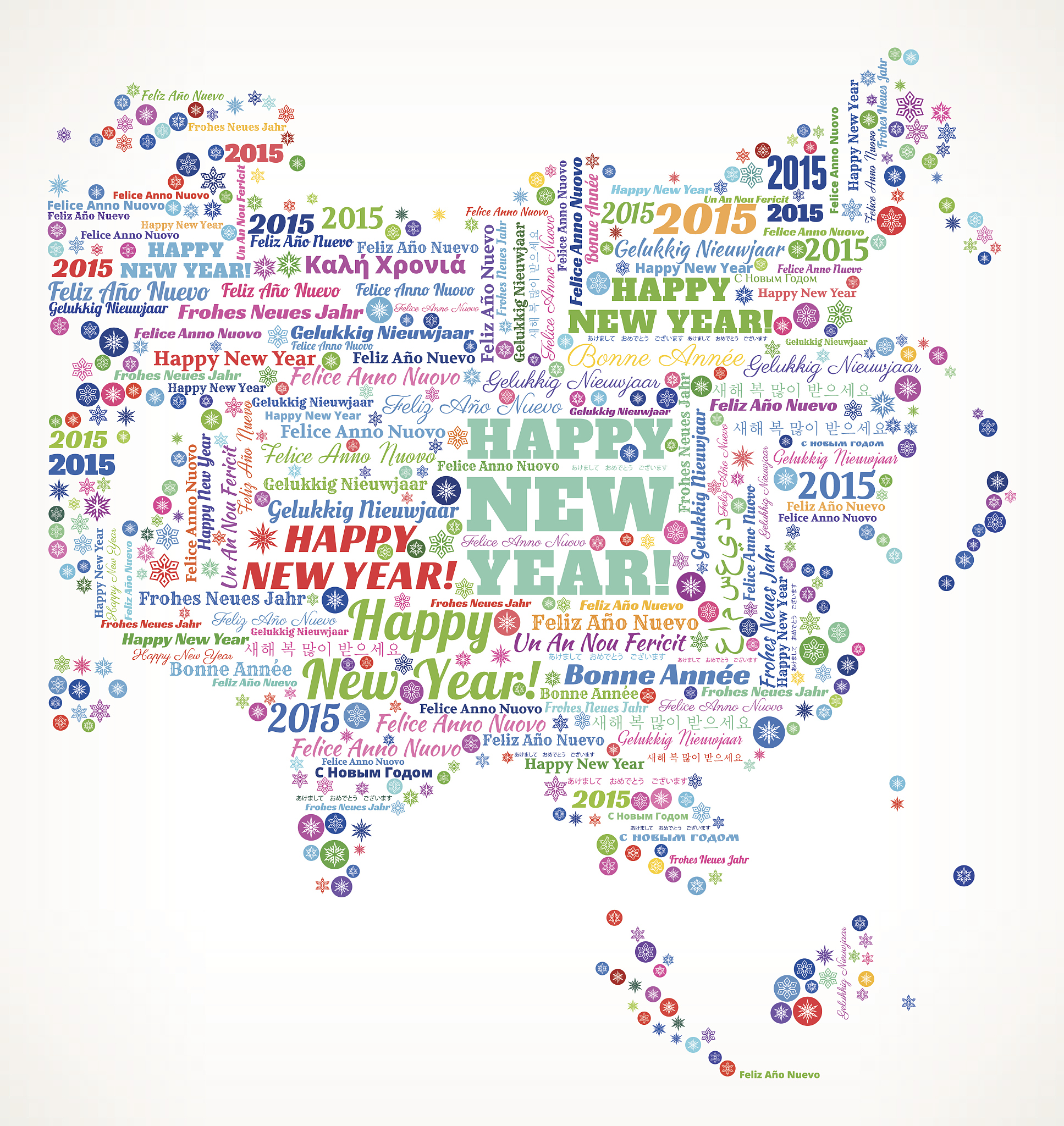 asia map on international new year wordcloud pattern