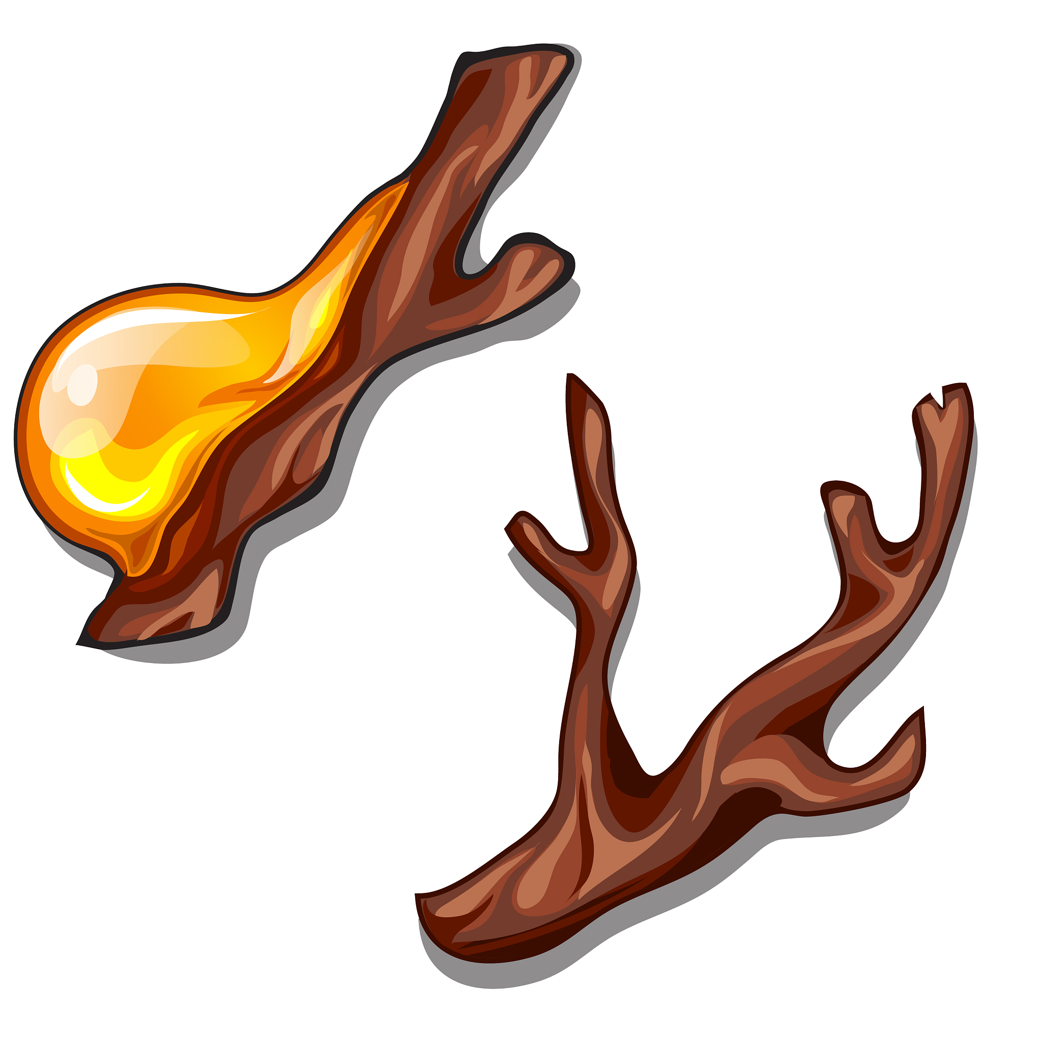 a branch dripping with resin isolated on a white