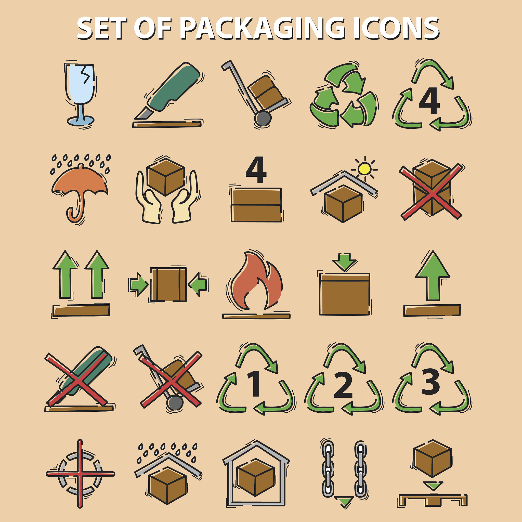 set of packaging icons. vector illustration