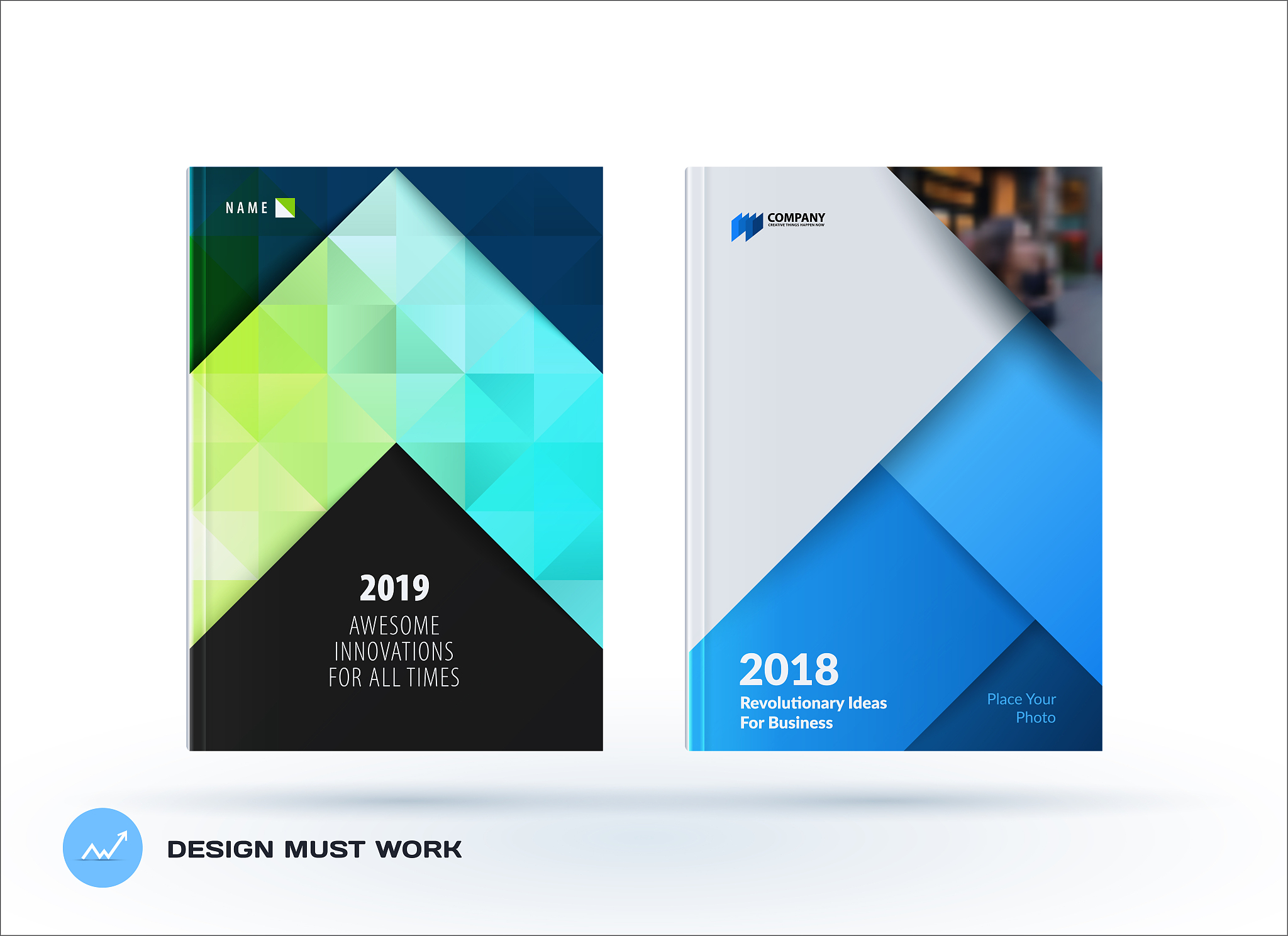 business polygonal set of design brochure, abstract annual repor