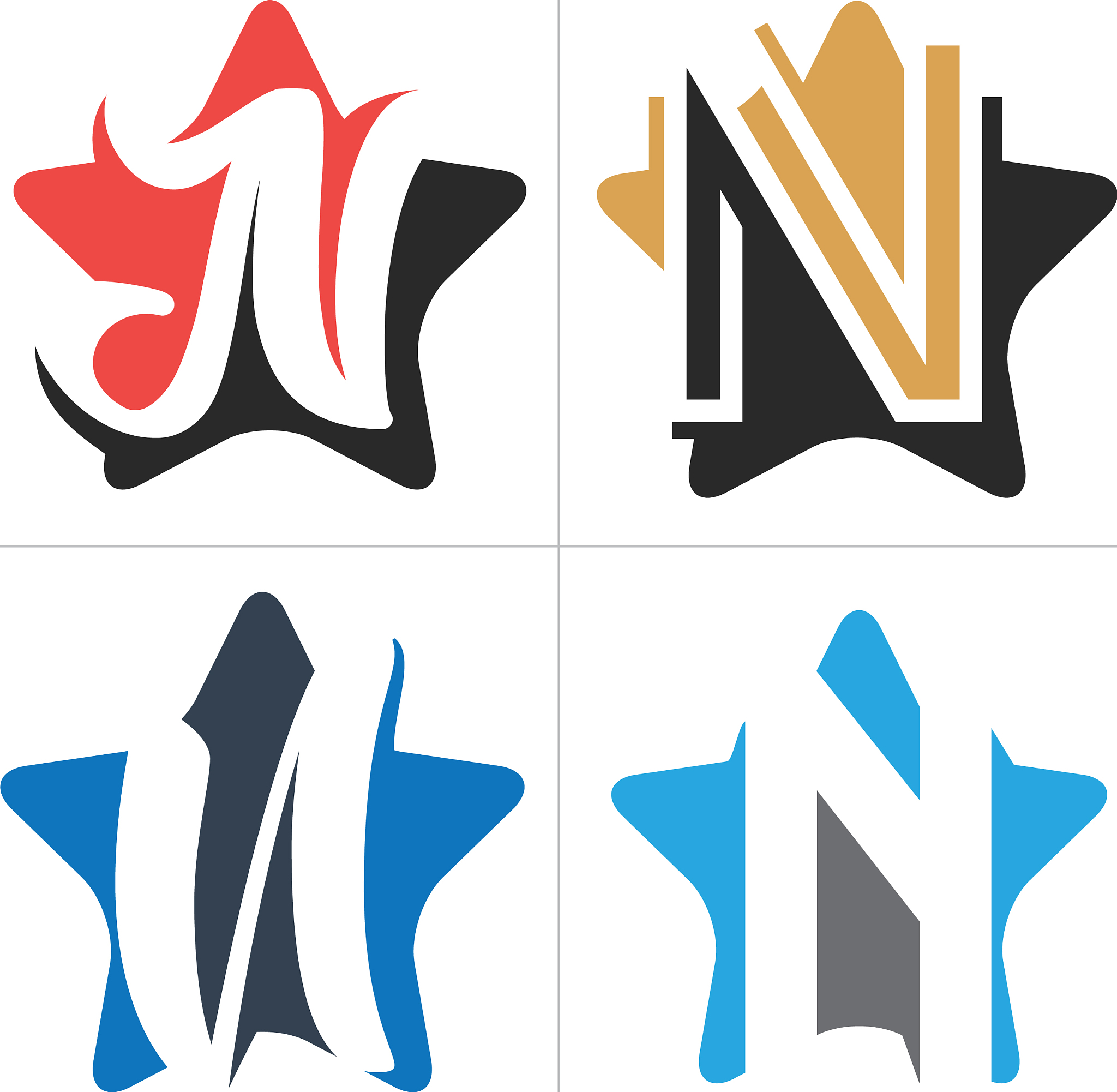 n letter logo design letter n in star shape