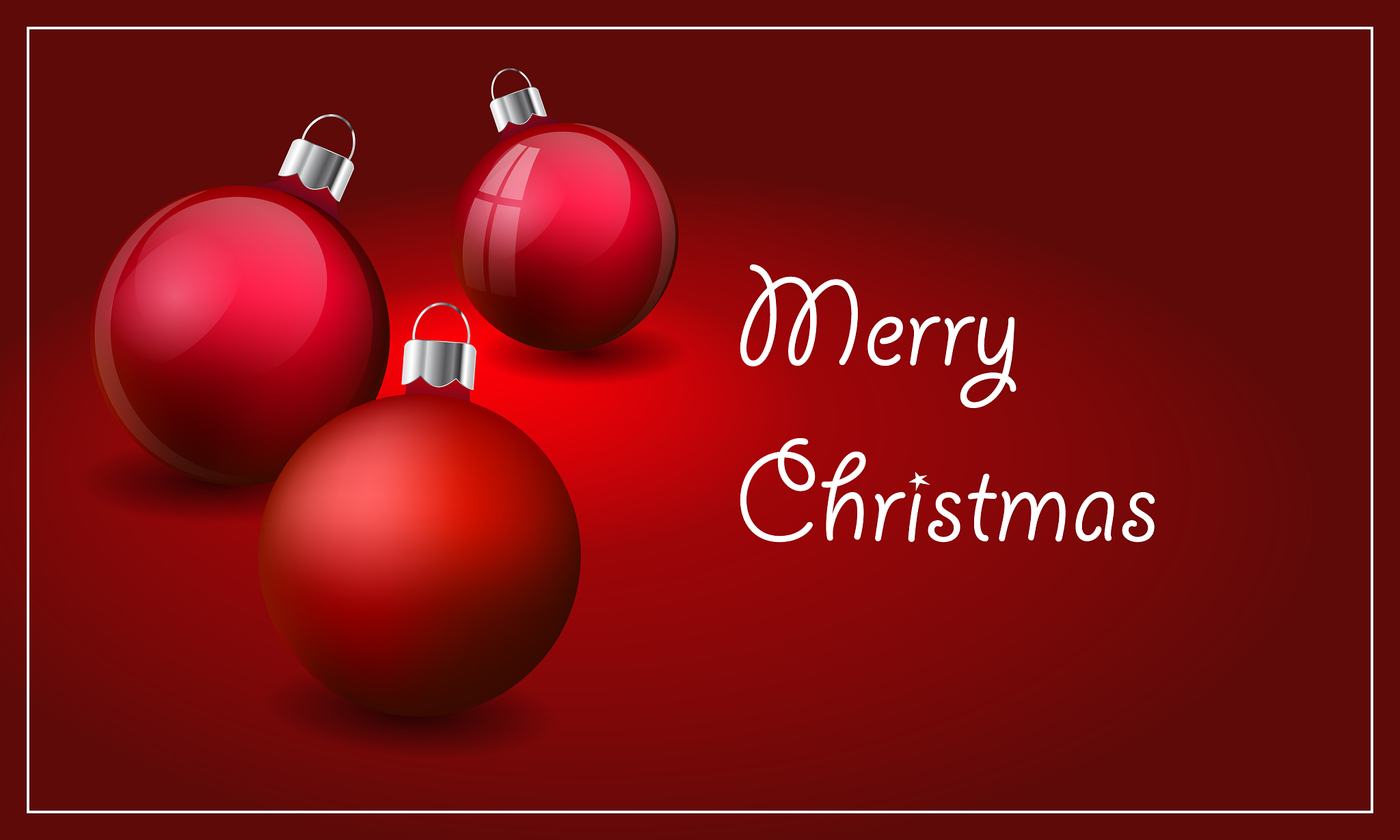 three realistic red shiny ball glass christmas 3d