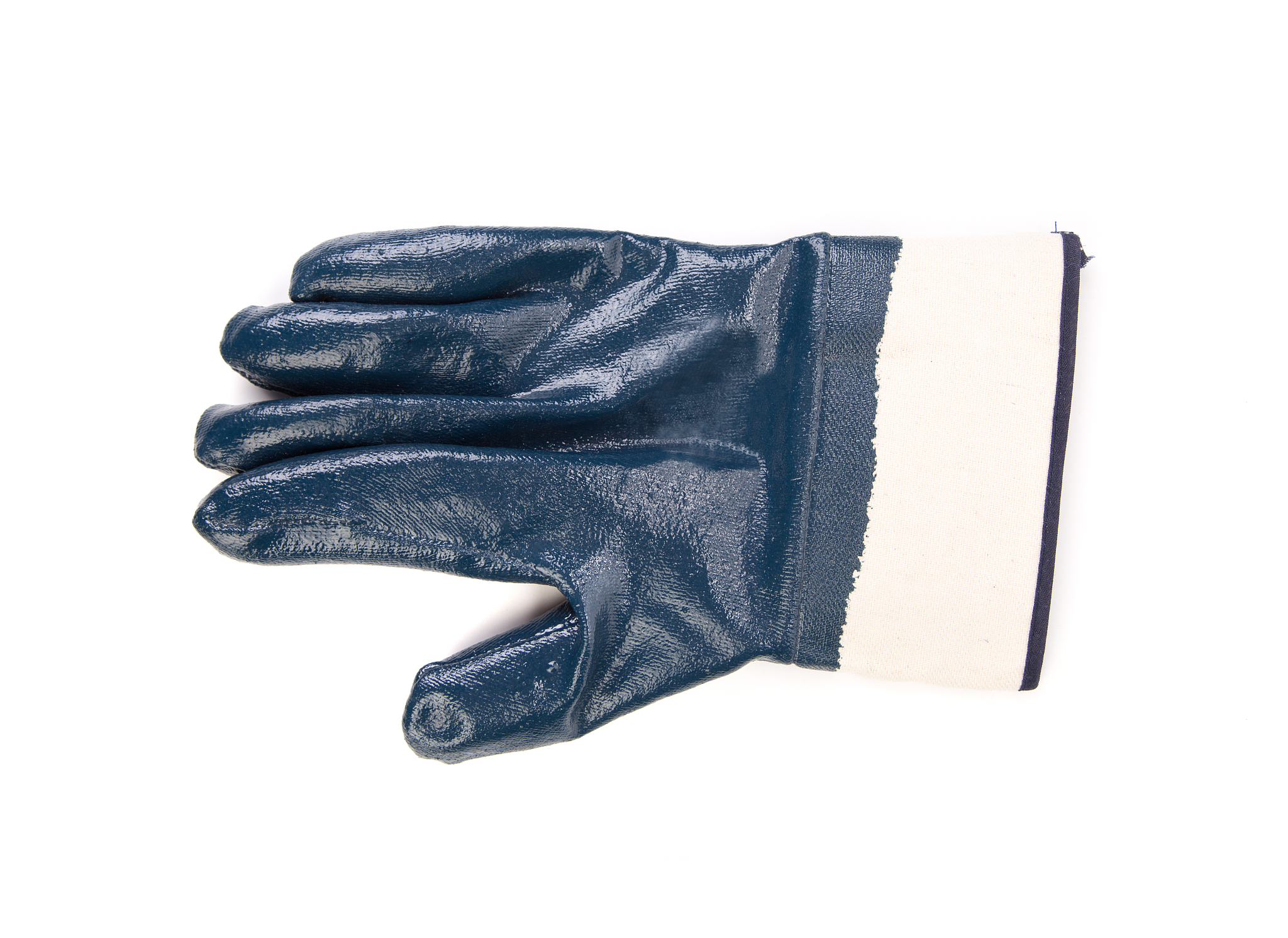 blue rubber work glove.