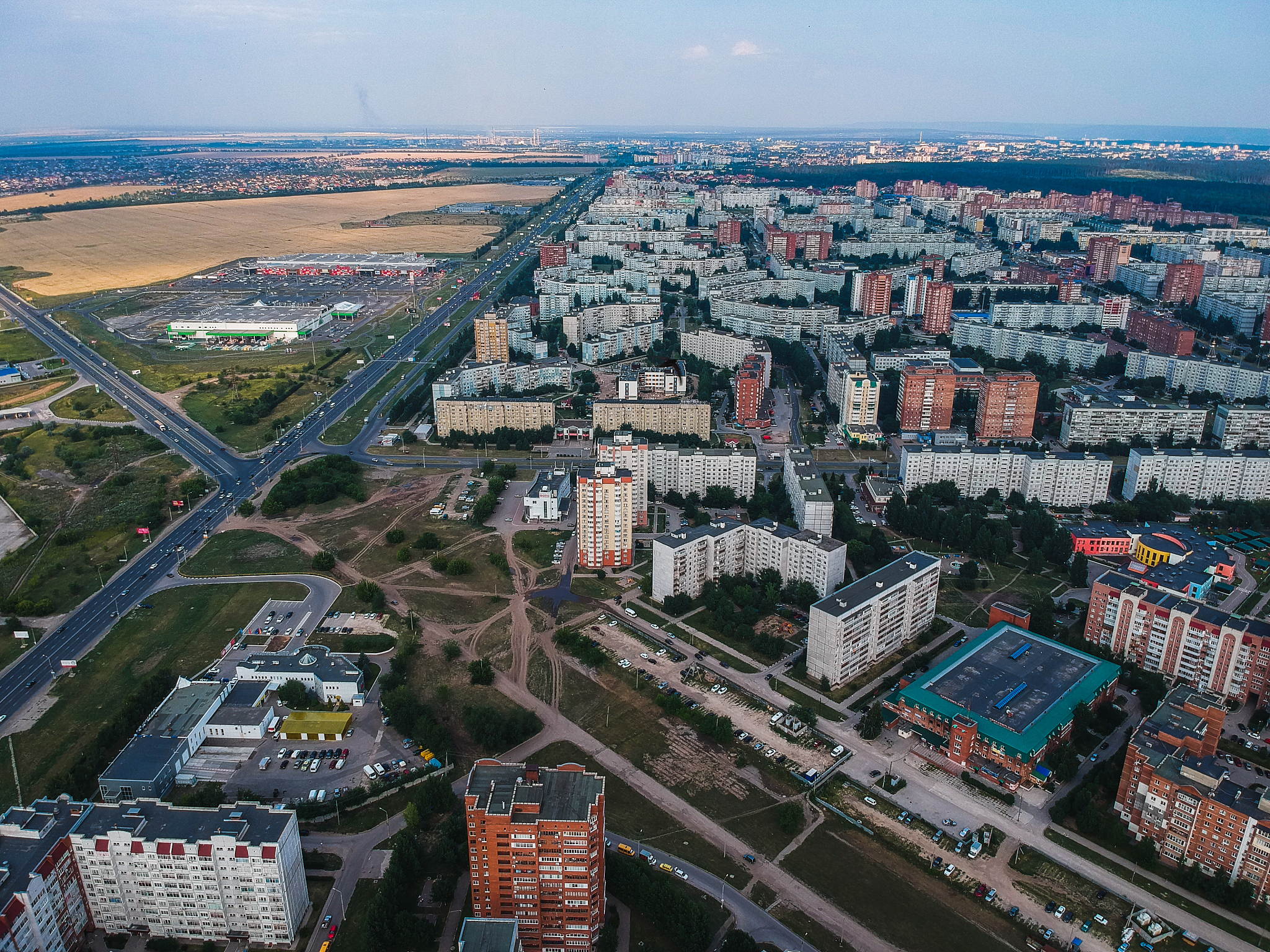 a view of the city from above
