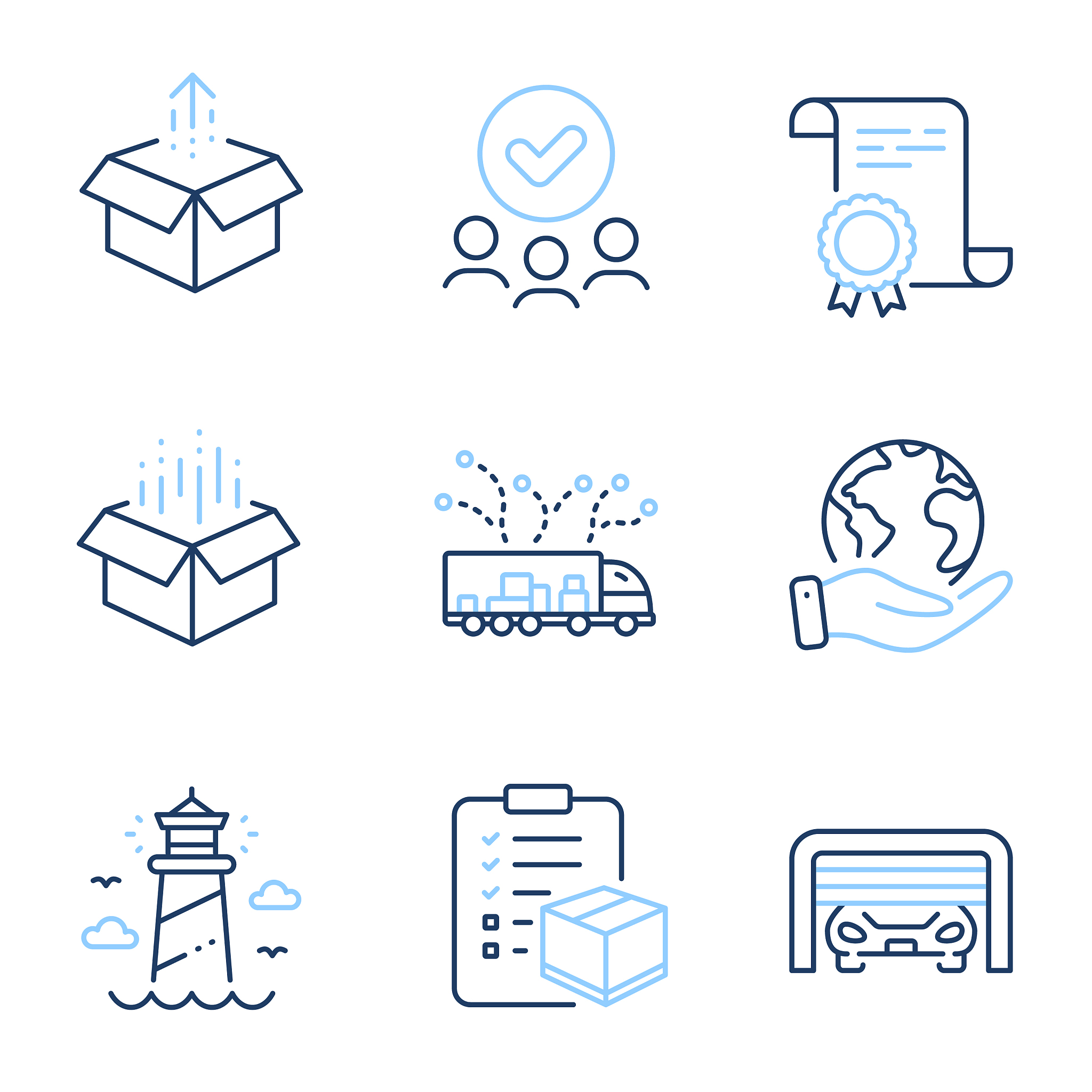 parcel checklist open box and truck delivery