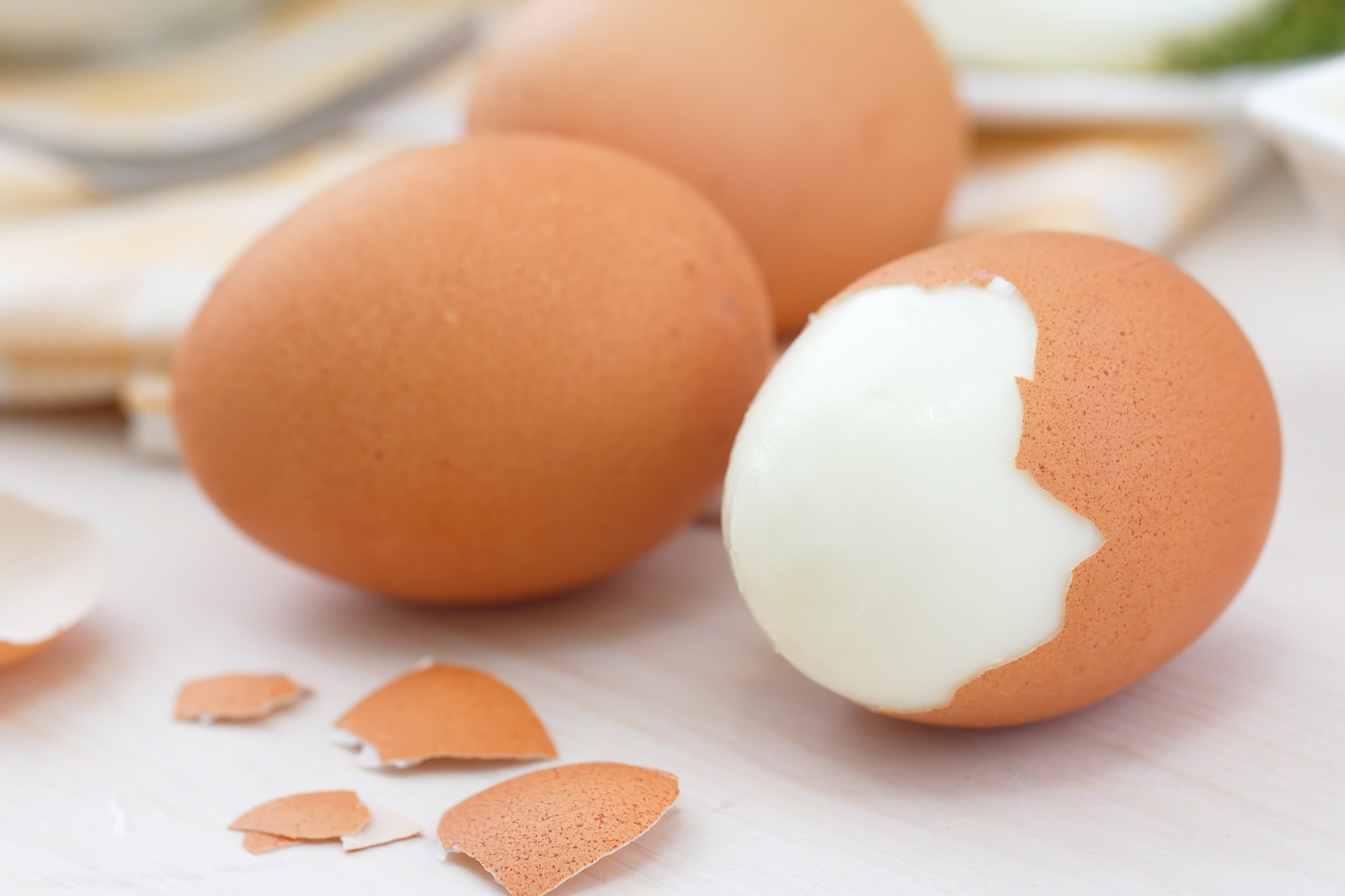 boiled eggs on the table