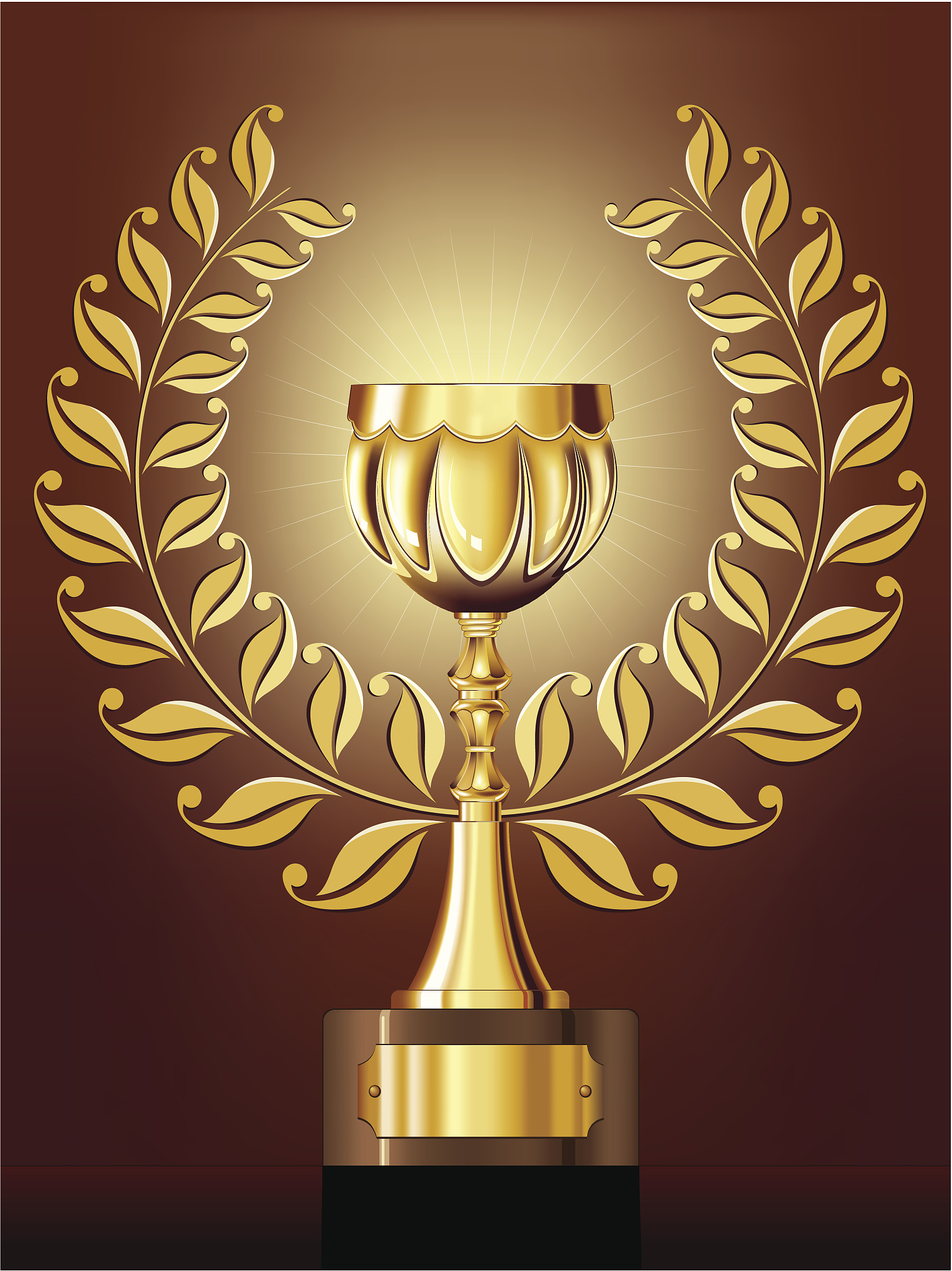 gold laurels and cup