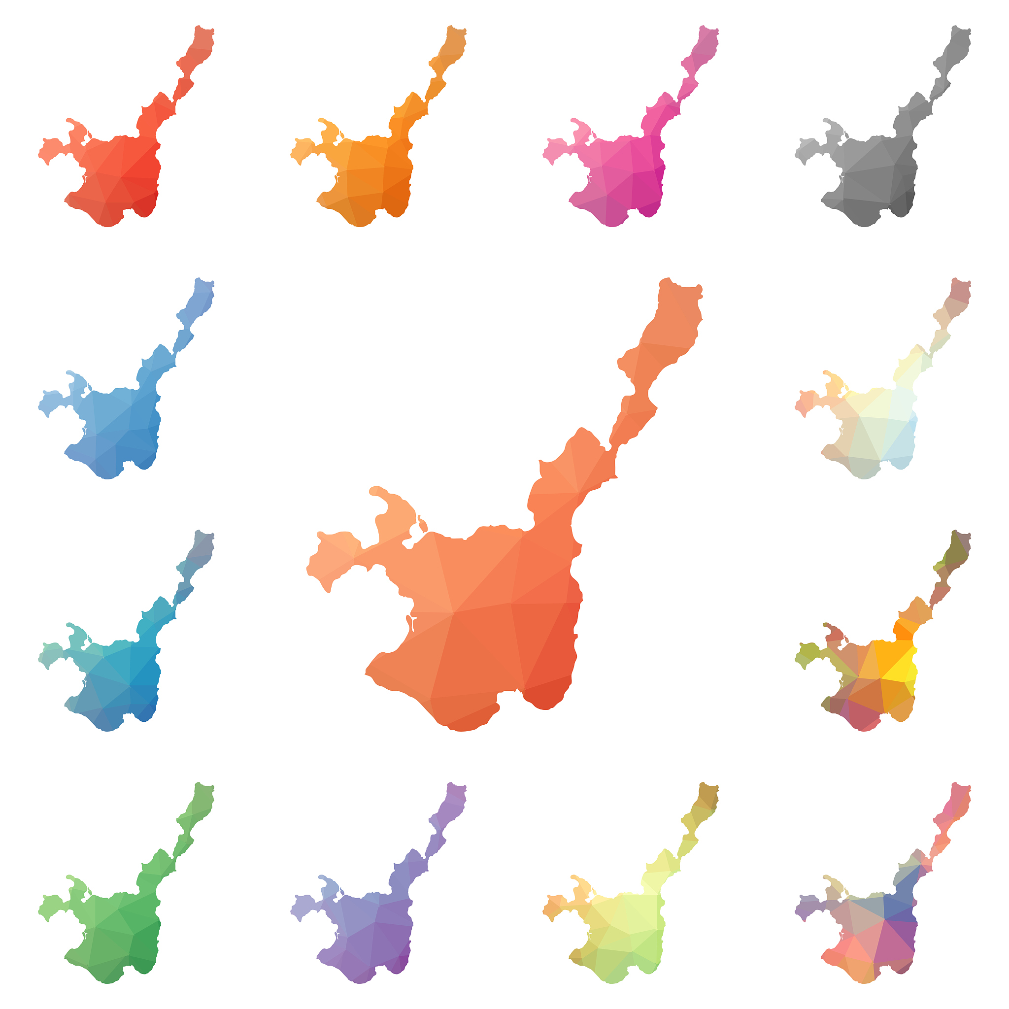 ishigaki geometric polygonal, mosaic style island maps collectio