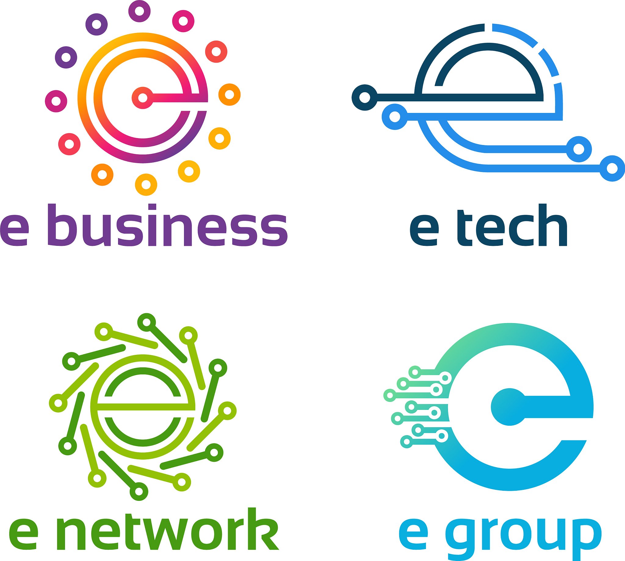 set e initial technology logo designs template